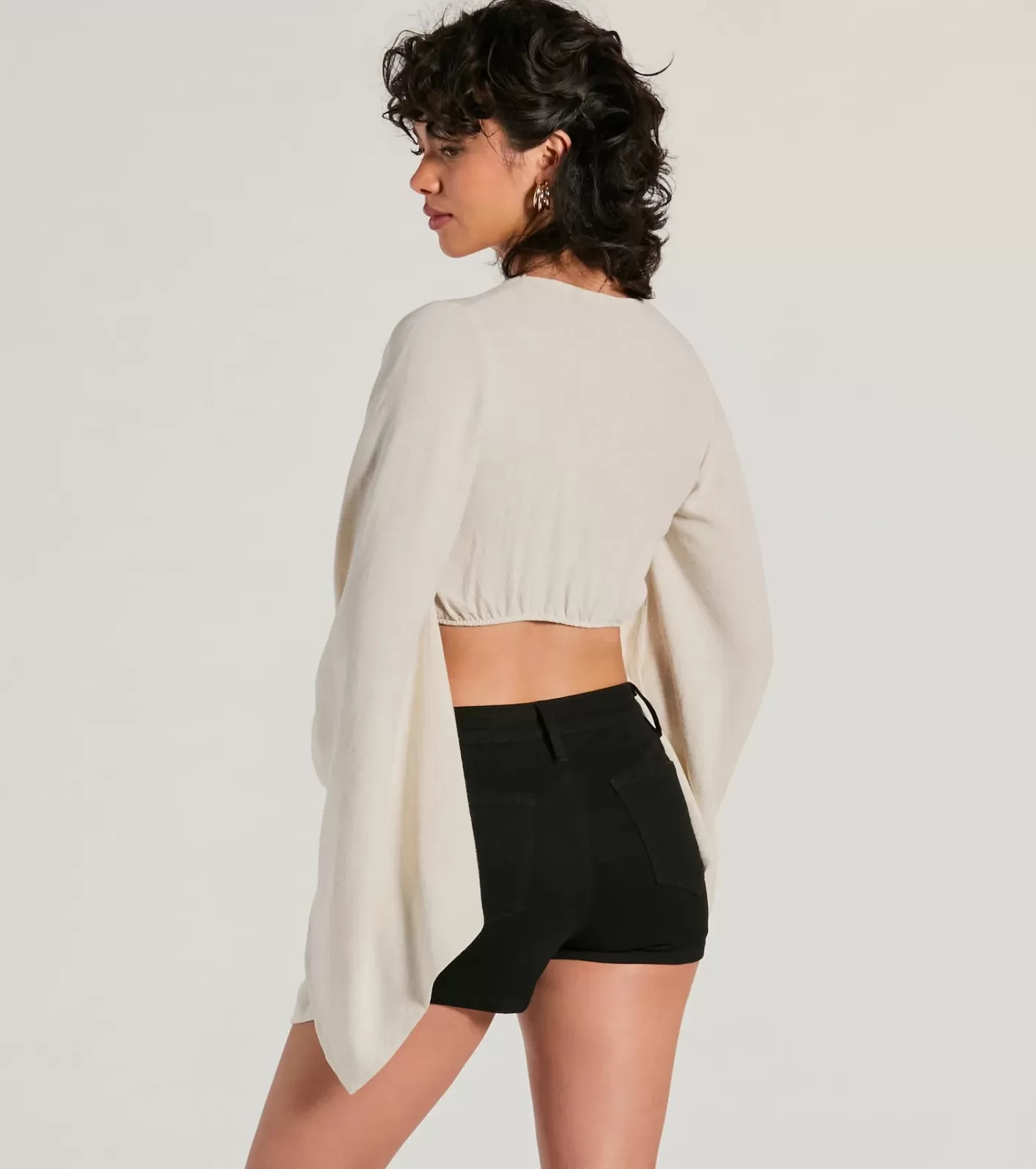 Windsor Breezy Energy Tie Front Long Sleeve Linen Top NATURAL Sale