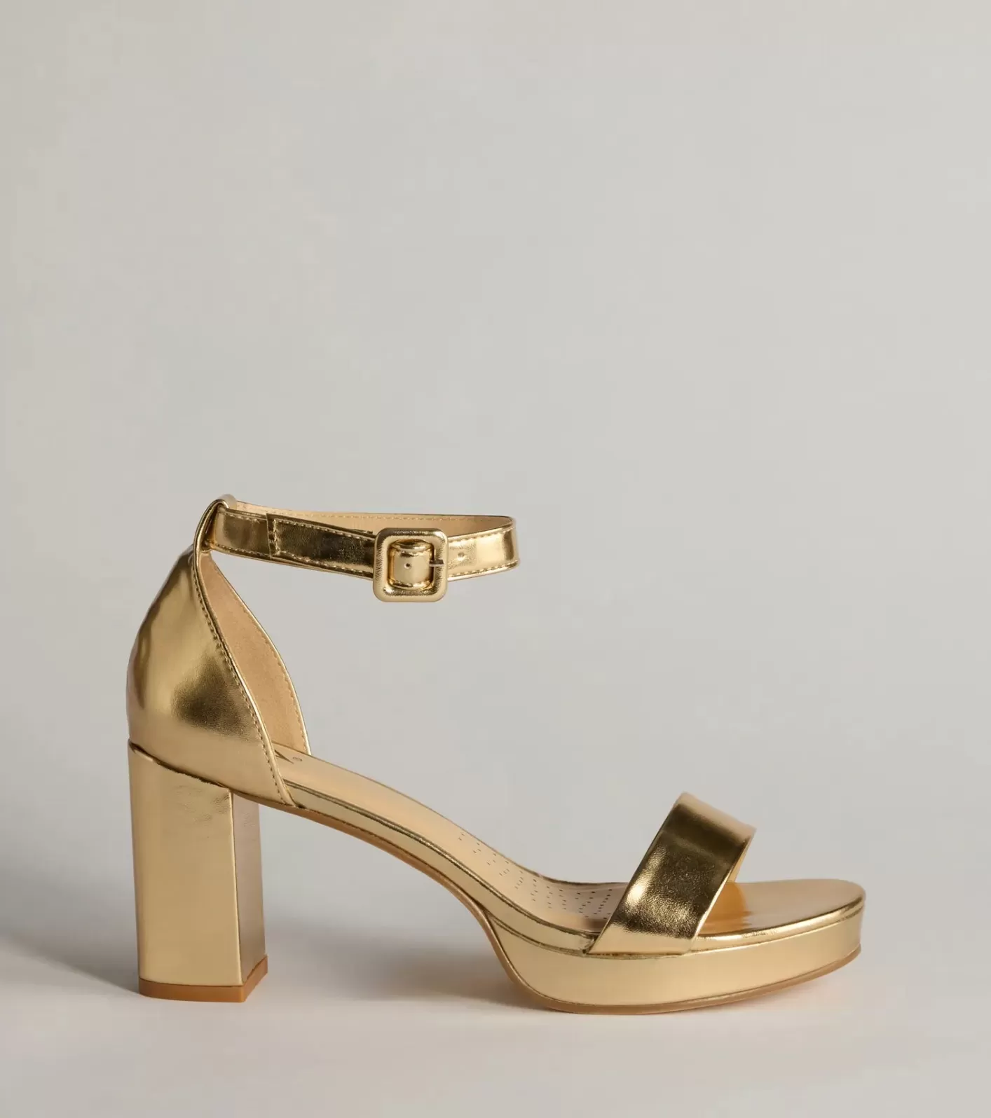 Windsor Bring The Shine Metallic Faux Leather Platform Heels GOLD New