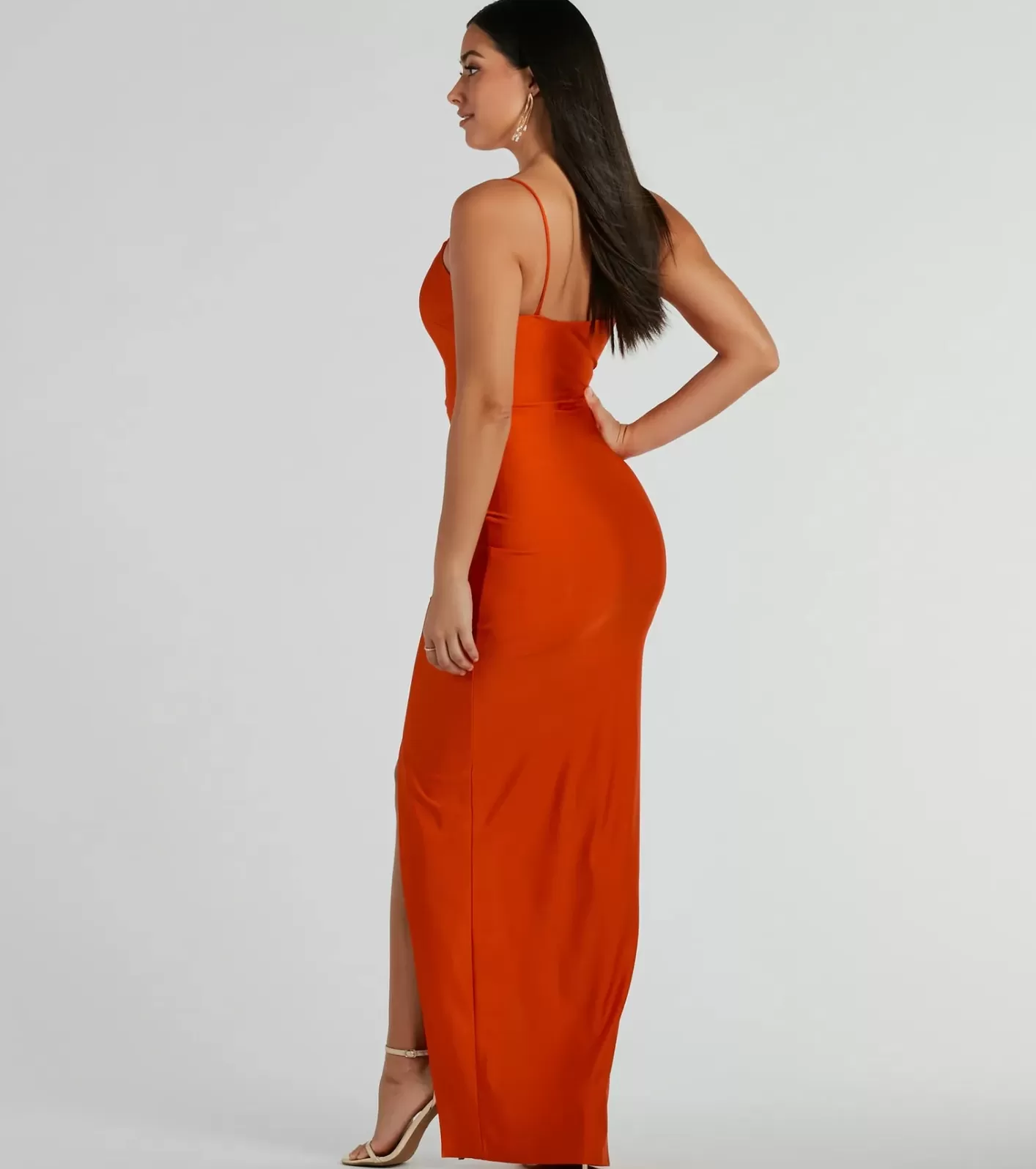 Windsor Brittney Formal V-Neck Slit Long Dress ORANGE Best