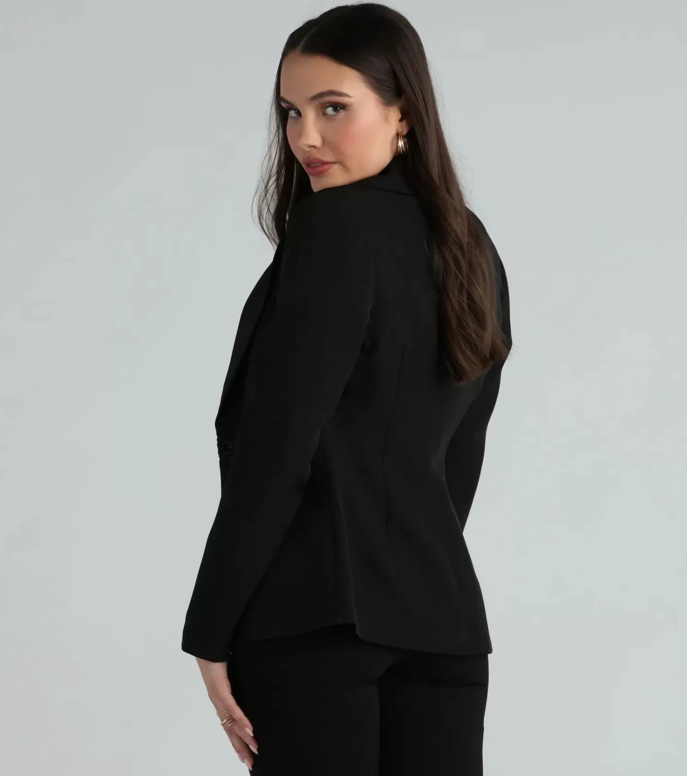 Windsor Business Classy Woven Ruched Blazer BLACK Sale