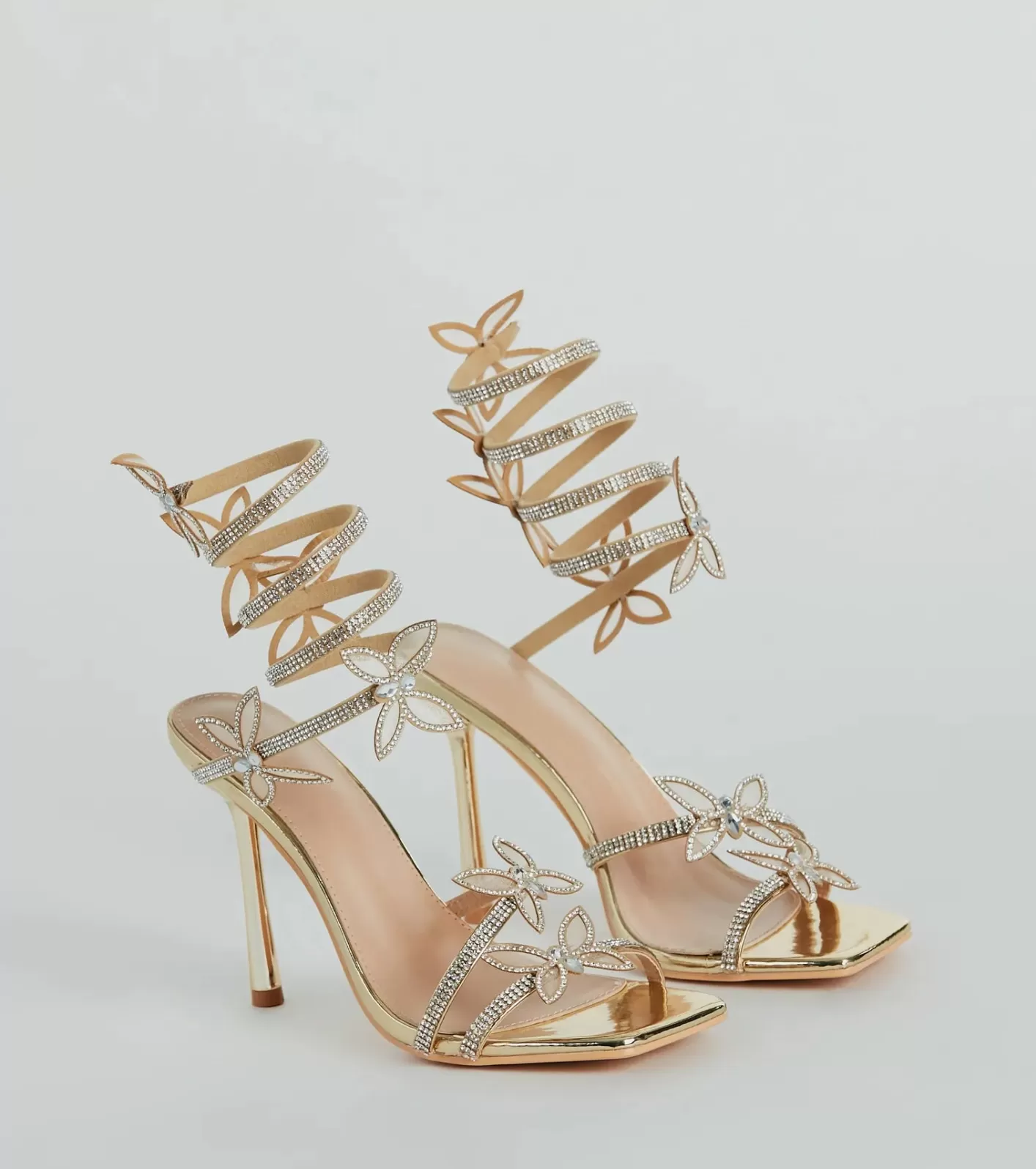 Windsor Butterfly Kiss Metallic Stiletto Heels GOLD Hot