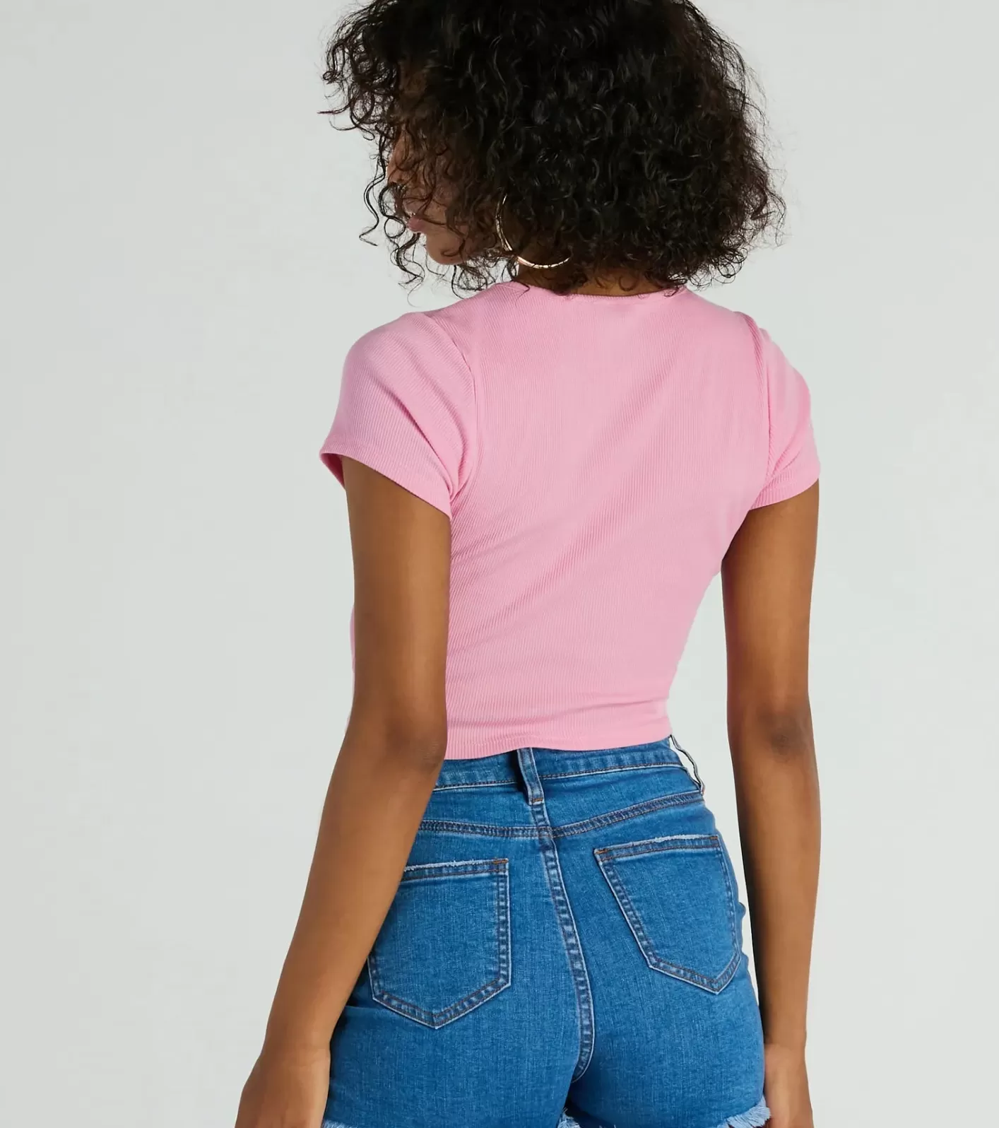 Windsor Can U Not Crew Neck Crop Tee PINK Clearance