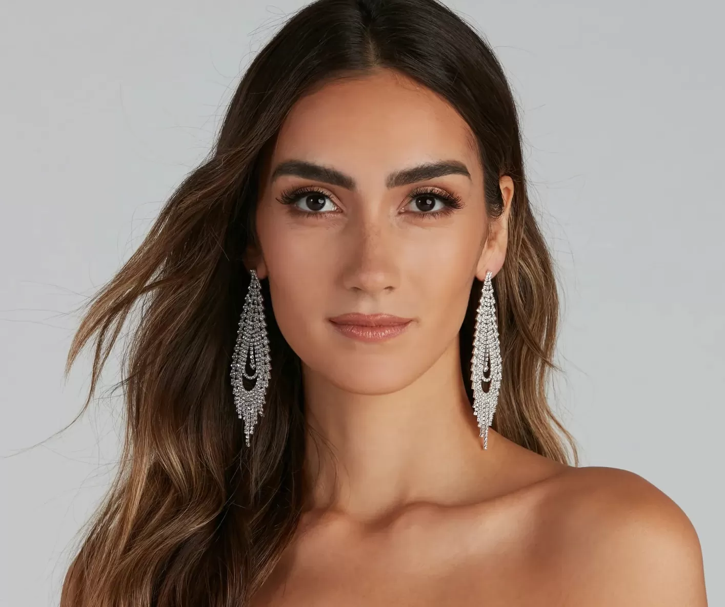 Windsor Captivate Them Rhinestone Teardrop Duster Earrings SILVER Shop