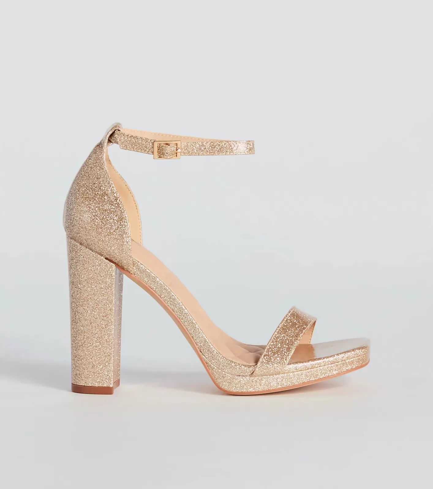 Windsor Capture Sparkle Glitter Platform Block Heels GOLD Hot