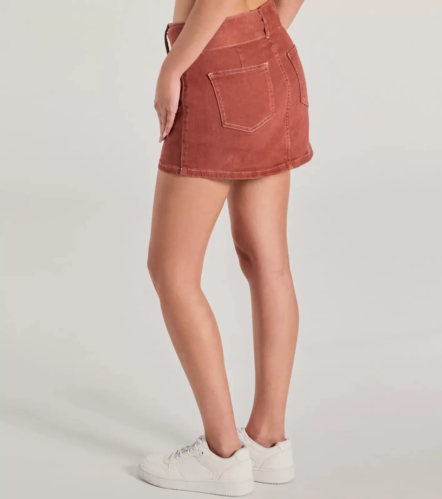 Windsor Carefree Cool Mid Rise Belted Denim Skort RUST Flash Sale