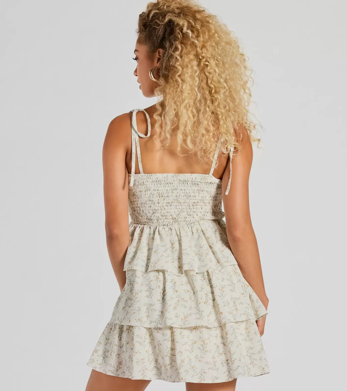 Windsor Cascading Romance Ruffle Floral Skater Dress IVORY Outlet