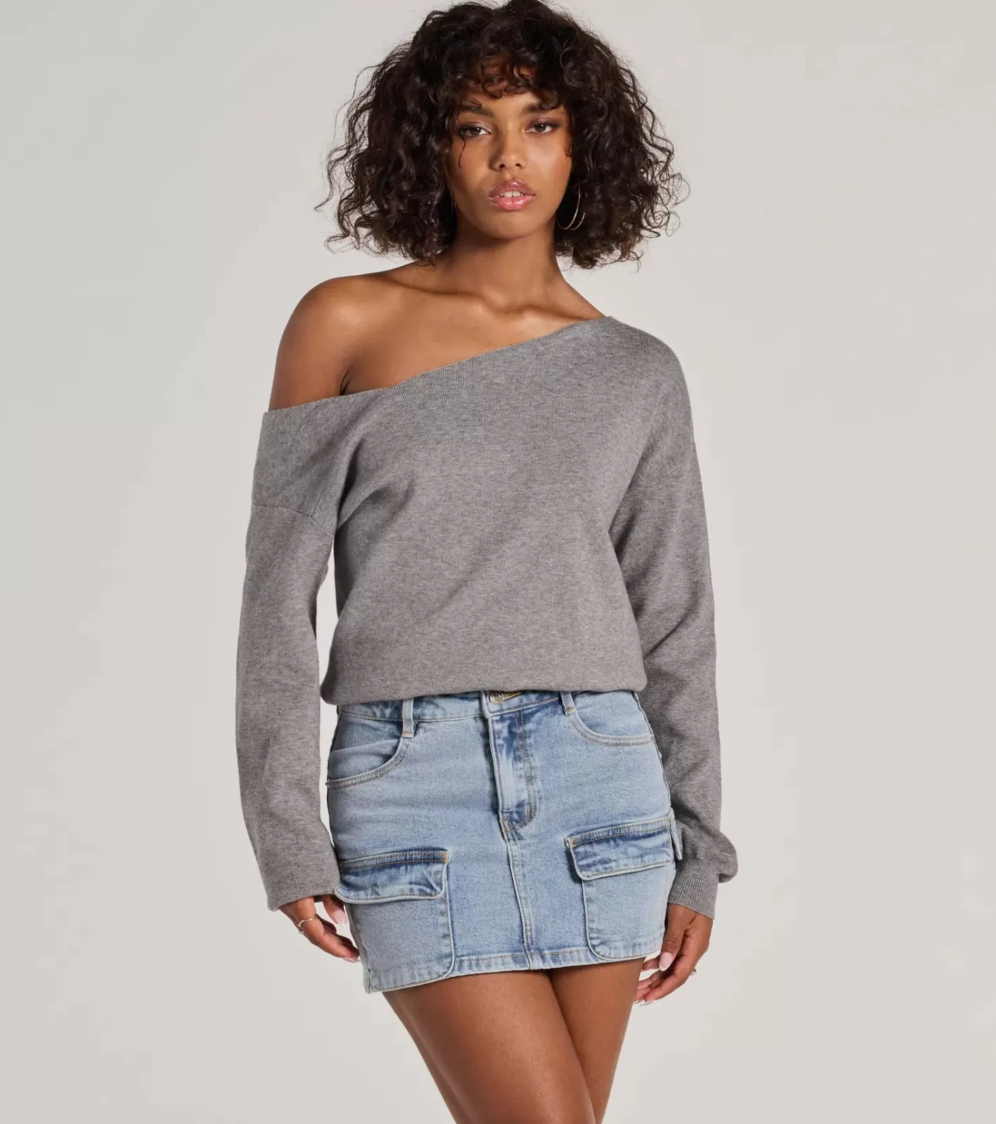 Windsor Casual Charm Asymmetrical Pullover Sweater HEATHERGRAY Clearance