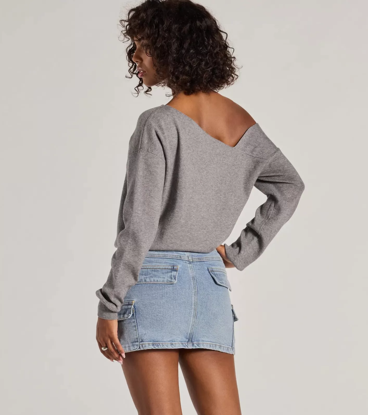Windsor Casual Charm Asymmetrical Pullover Sweater HEATHERGRAY Clearance