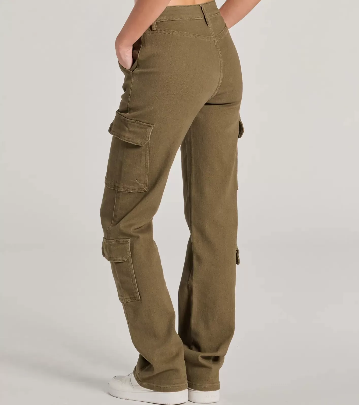 Windsor Casual Meets Stylish High-Rise Cargo Straight Leg Pants OLIVE Hot