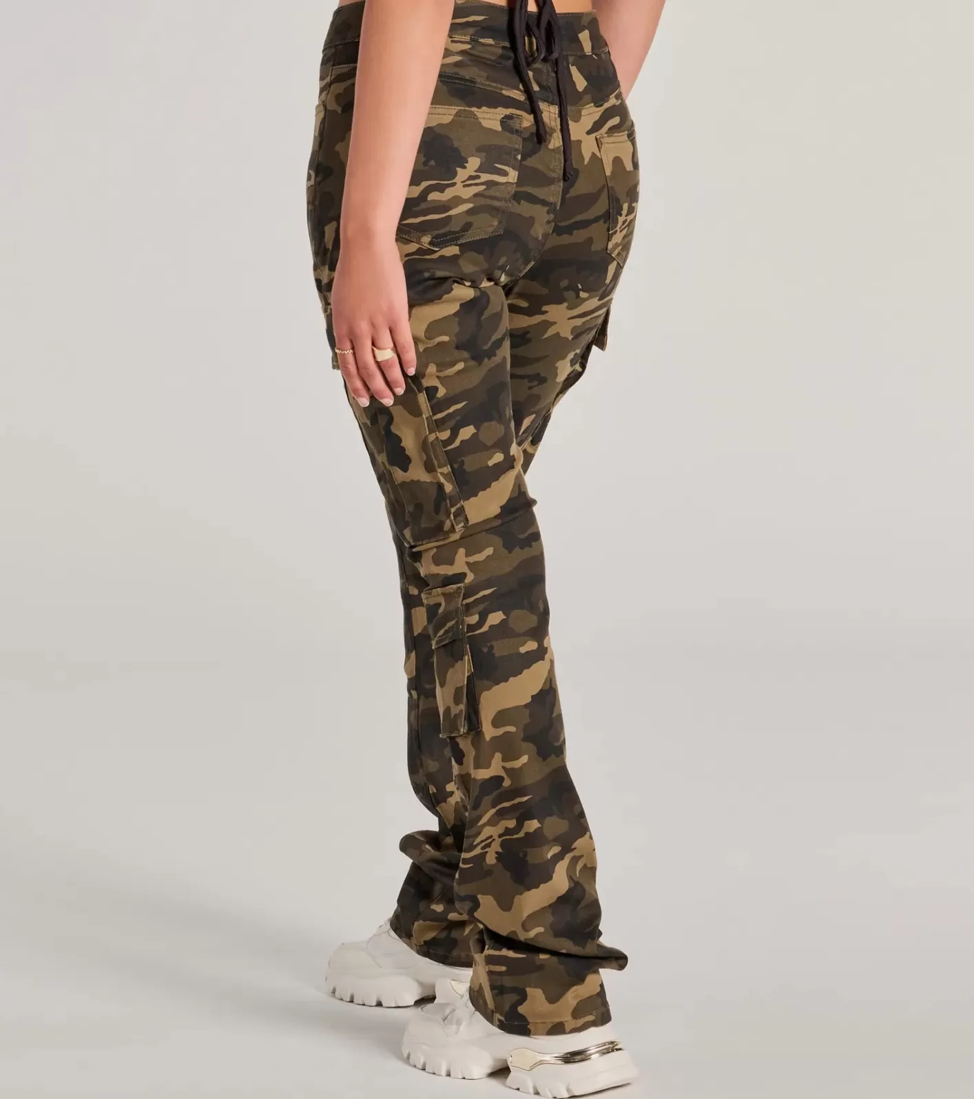 Windsor Casual Vibe Camo Cargo Bootcut Pants OLIVE Clearance