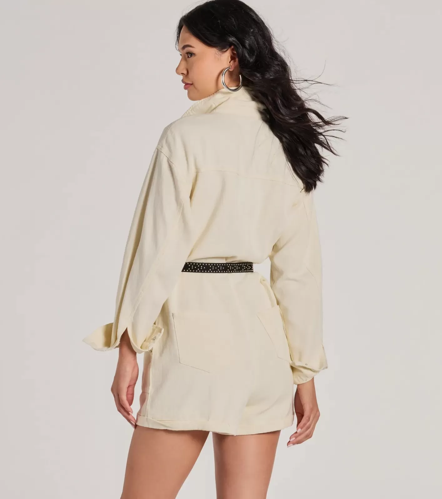 Windsor Casually Cool Long Sleeve Denim Romper IVORY Cheap