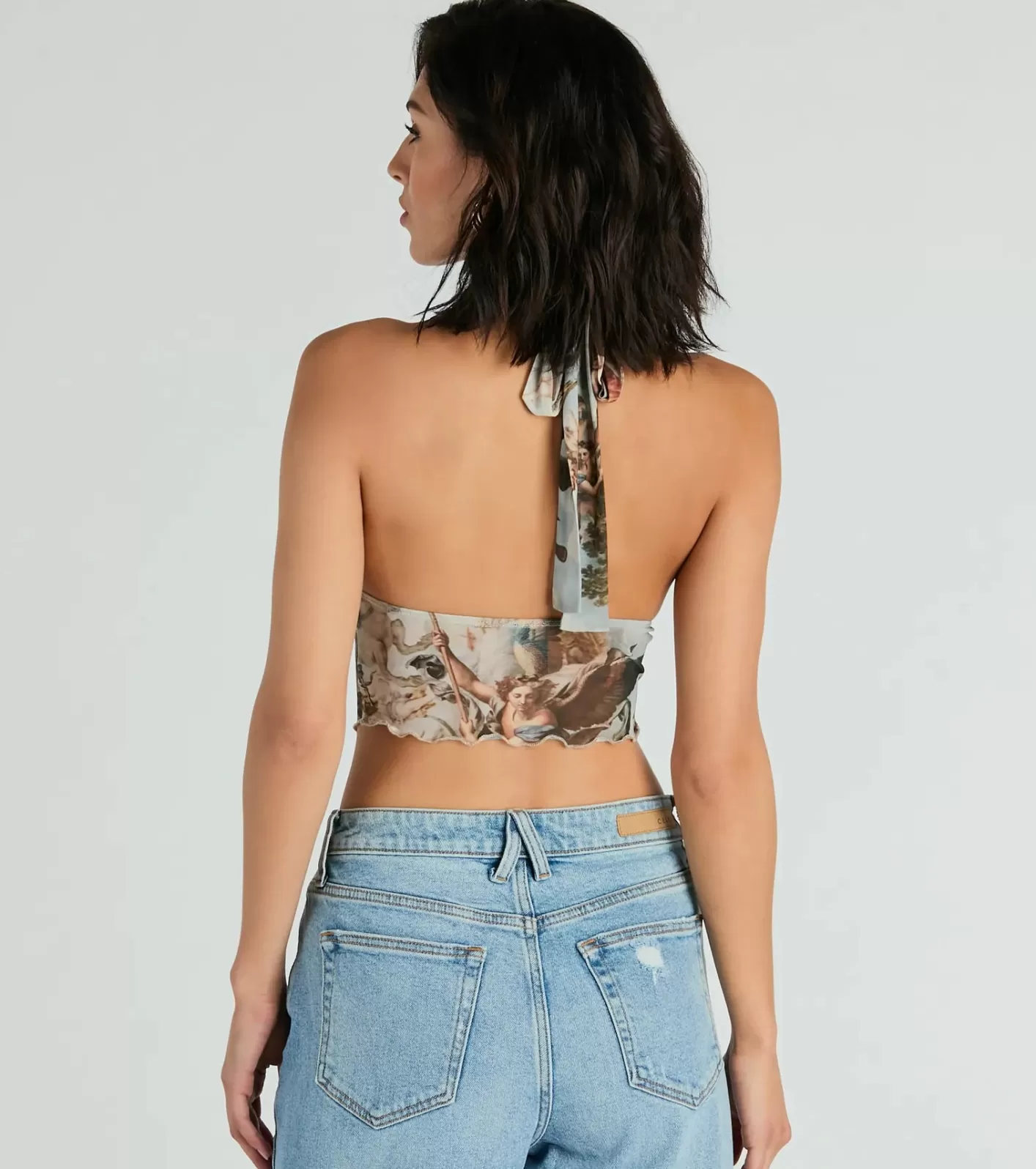 Windsor Catch Your Eye Art Print Halter Crop Top MULTI Flash Sale