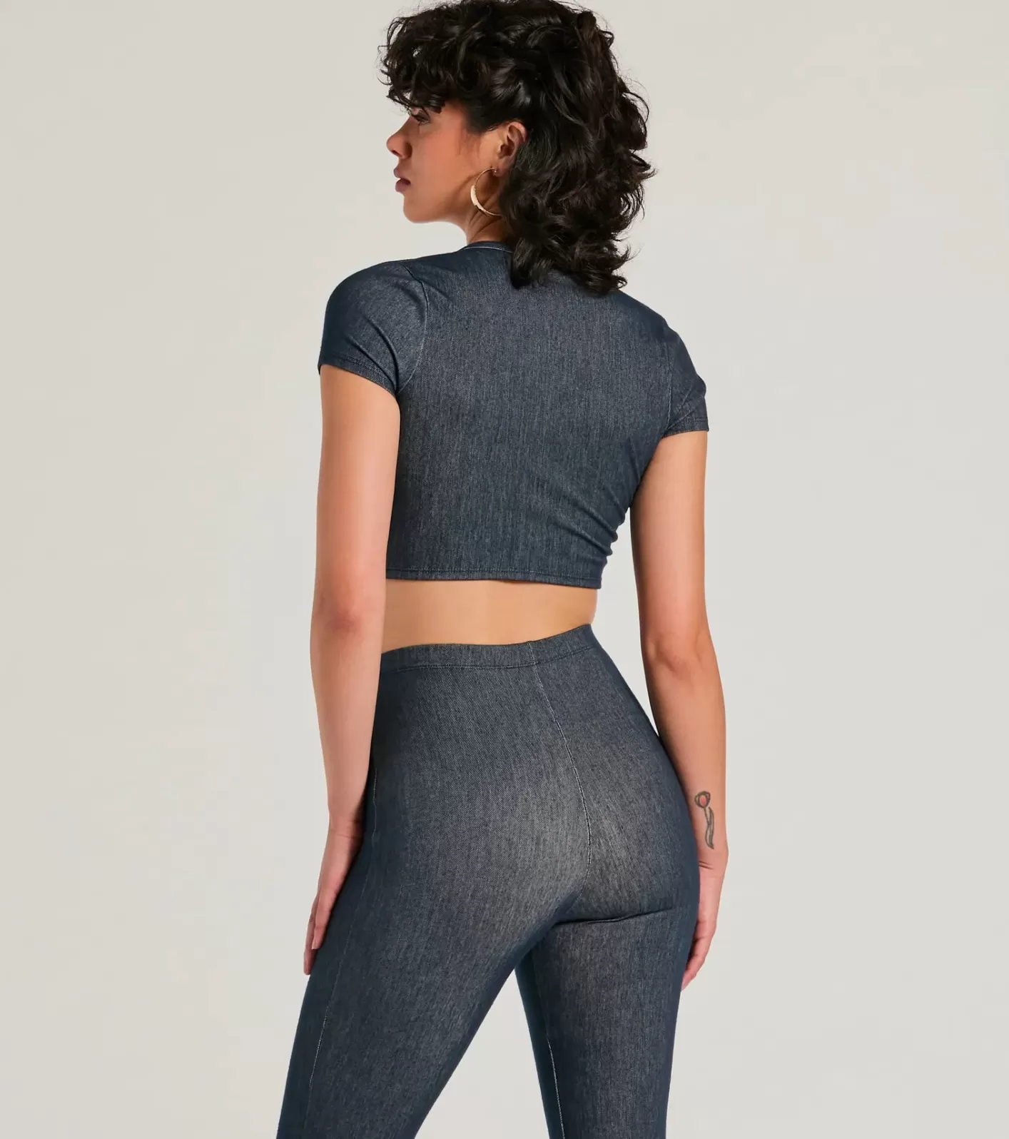 Windsor Cause A Commotion Tie Front Crop Top DENIM Best Sale
