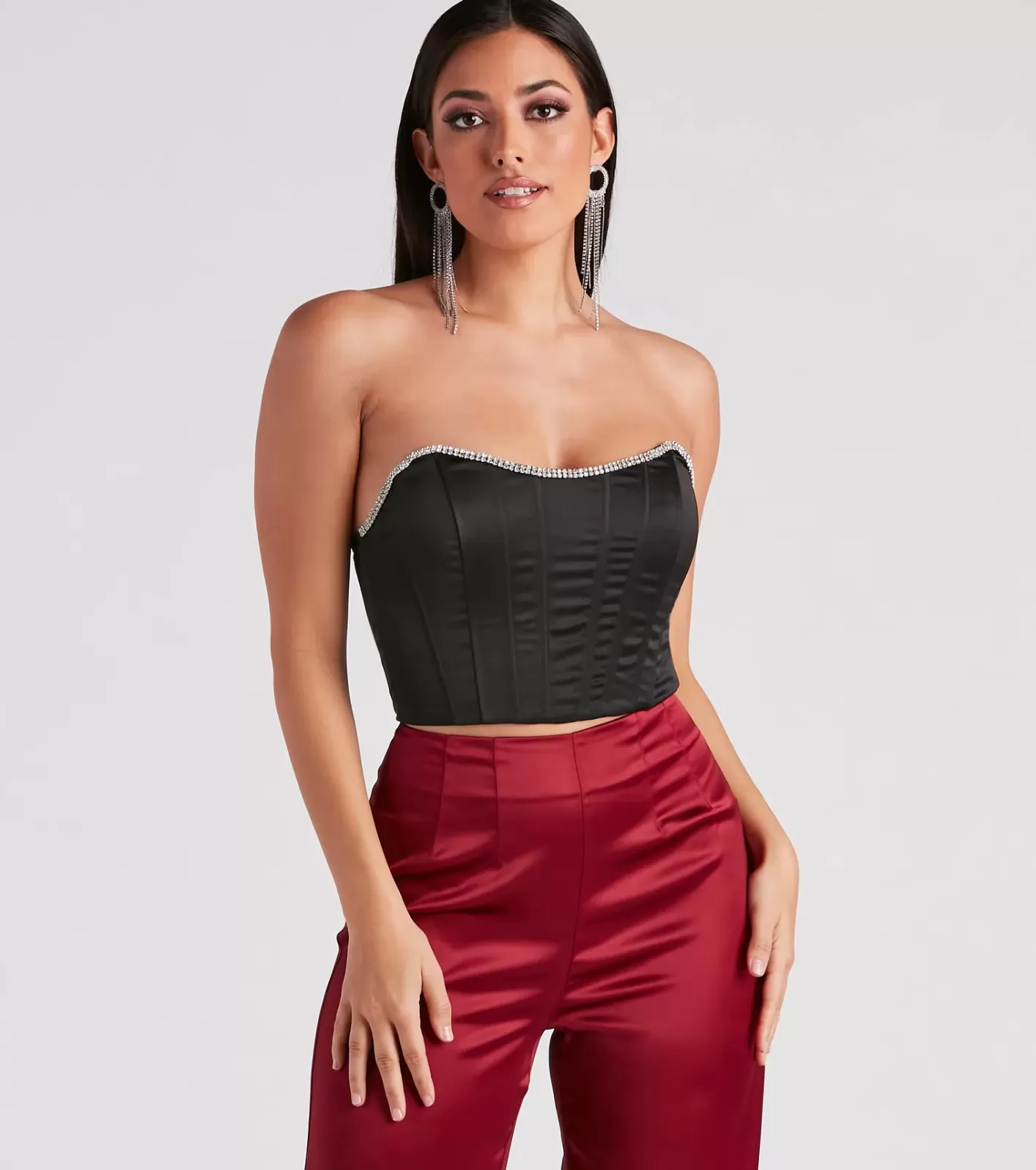 Windsor Cause For Rhinestone Trim Bustier BLACK Online