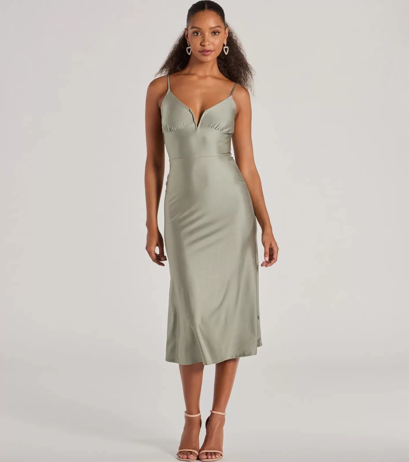 Windsor Cause To Celebrate V-Neck A-Line Midi Dress SAGE Hot
