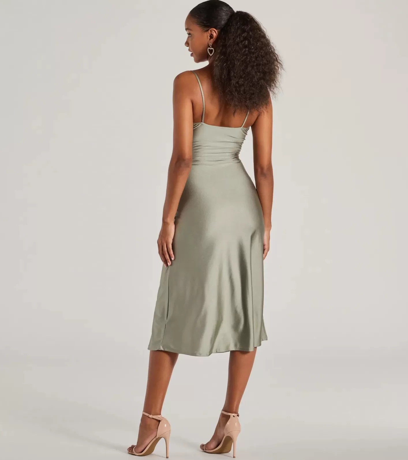 Windsor Cause To Celebrate V-Neck A-Line Midi Dress SAGE Hot
