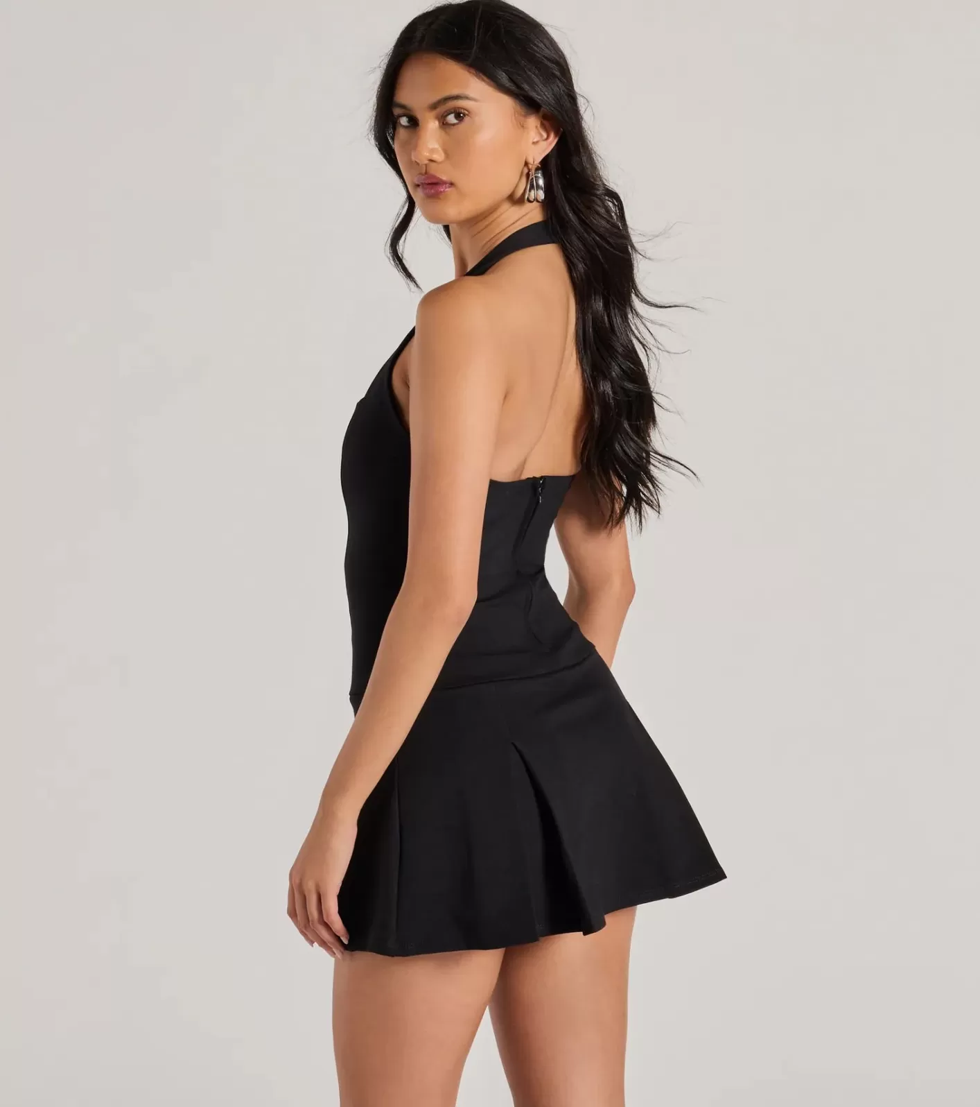 Windsor Cheers To Chic Sleeveless Ponte Pleated Romper BLACK Flash Sale