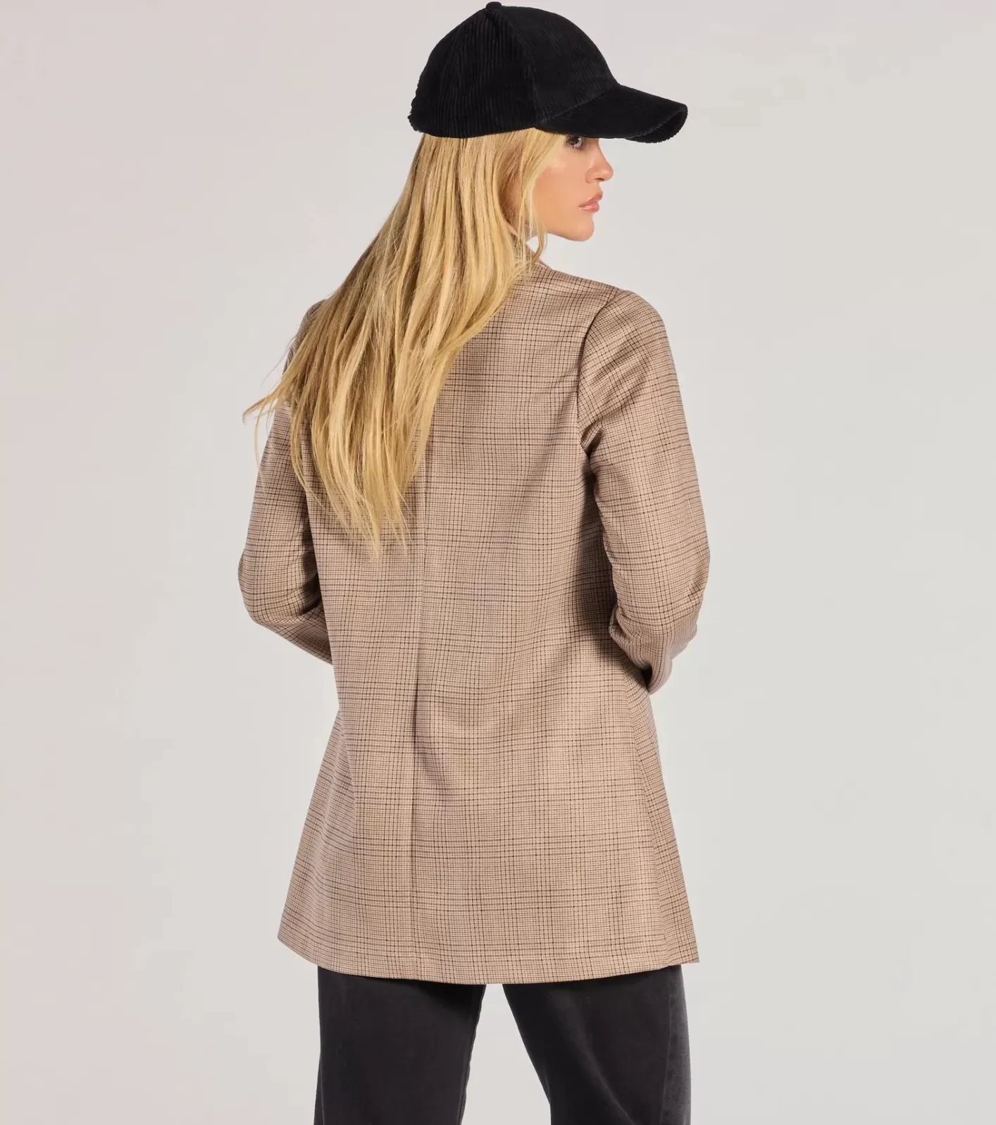 Windsor Chic Choice Plaid Faux Suede Blazer TAUPE Store