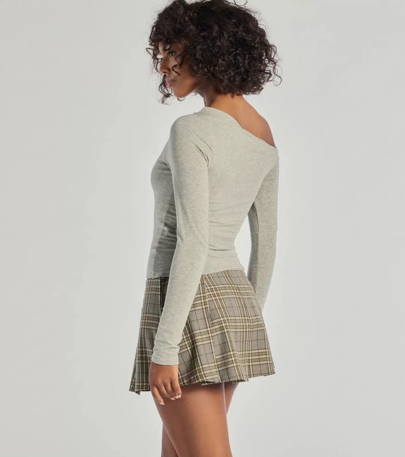 Windsor Chic Detail Off-Shoulder Long Sleeve Top HEATHERGRAY Discount
