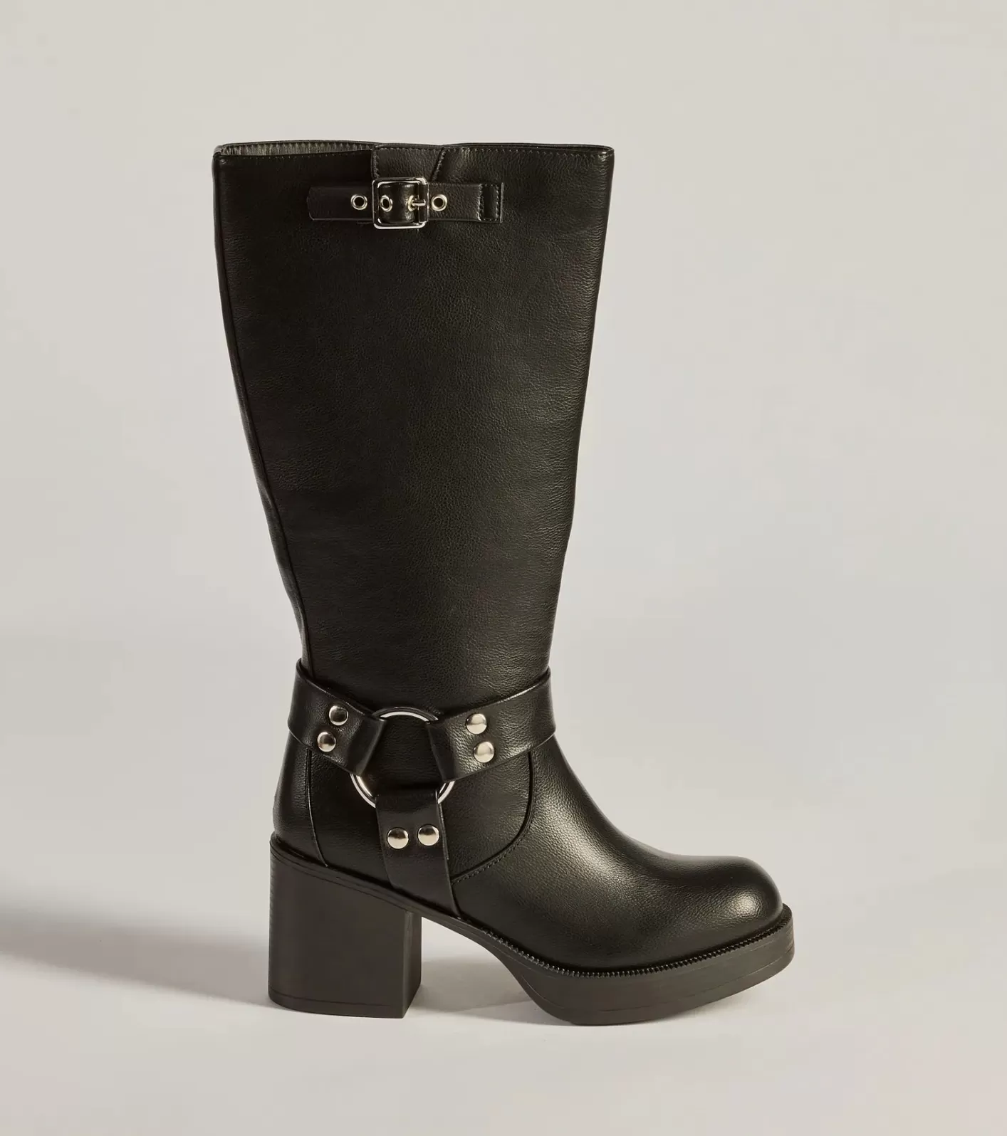 Windsor Chic Edge Under-The-Knee Moto Platform Boots BLACK Clearance