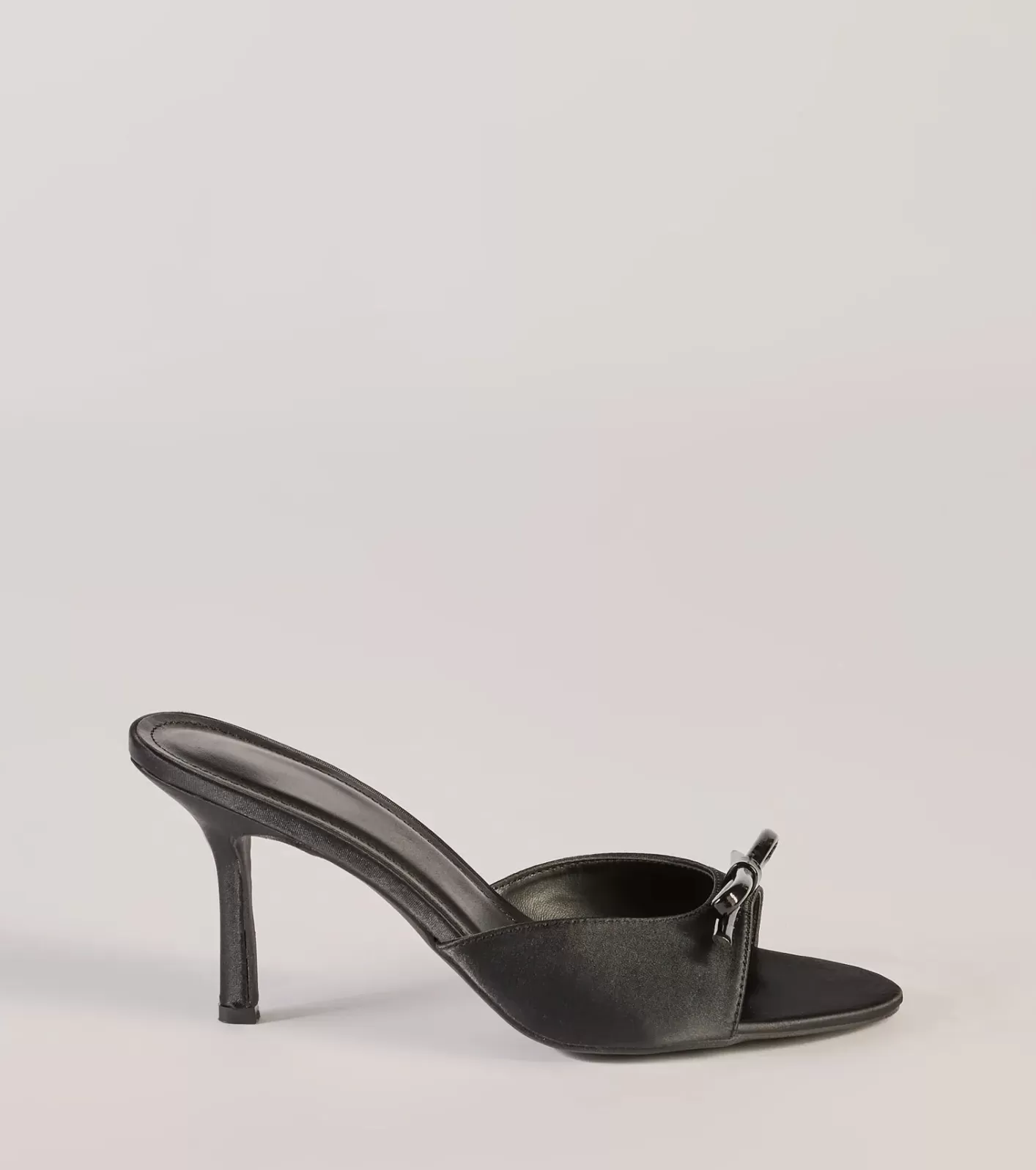 Windsor Chic Elegance Faux Leather Stiletto Bow Mules BLACK Clearance