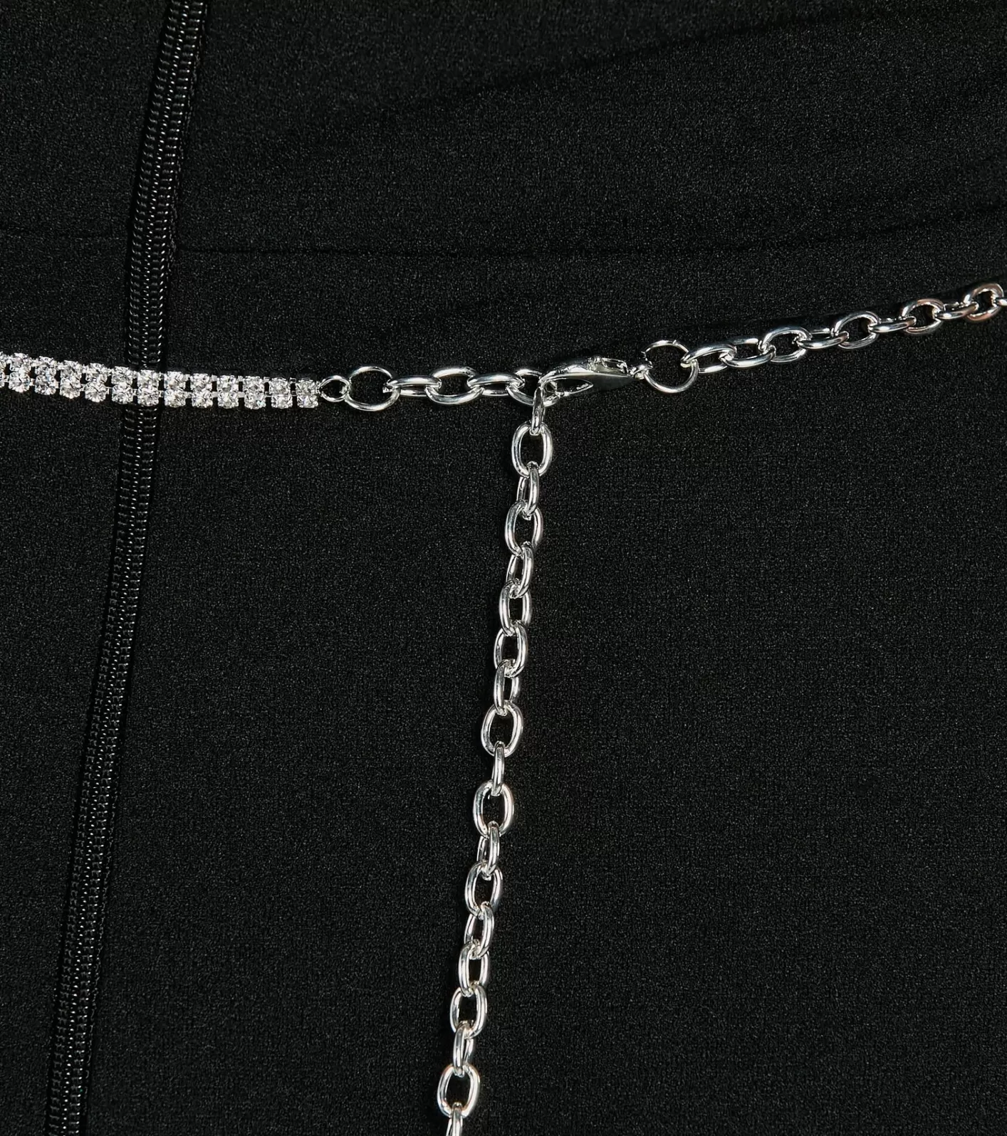 Windsor Chic Glamour Rhinestone Teardrop Chain Belt SILVER Cheap
