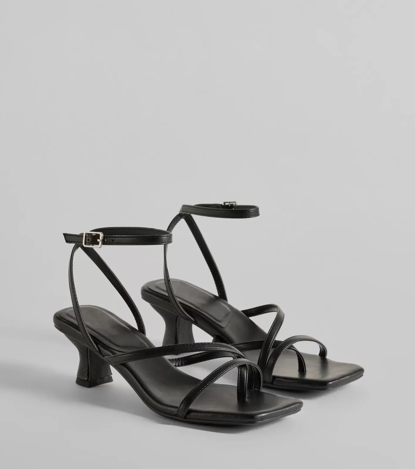 Windsor Chic Moves Strappy Snake Print Kitten Heels BLACK Outlet