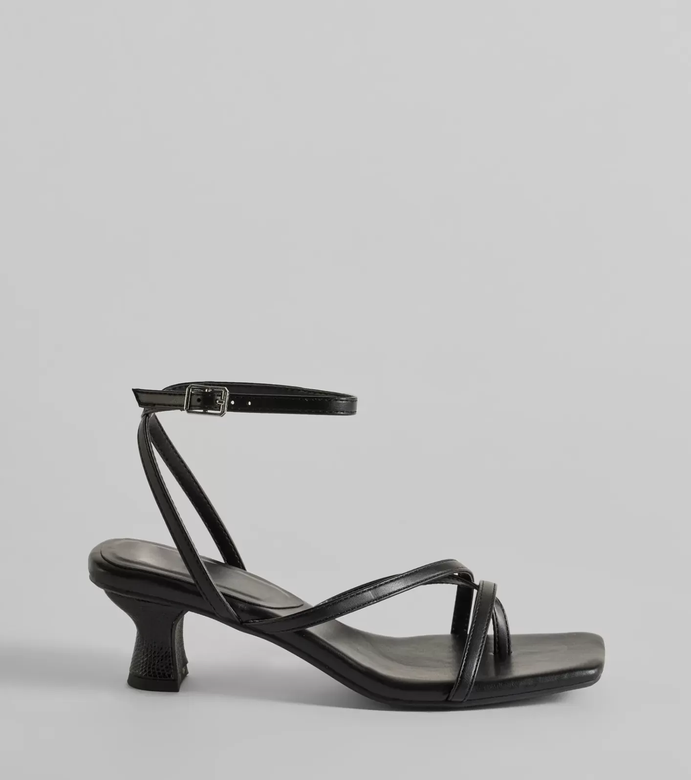 Windsor Chic Moves Strappy Snake Print Kitten Heels BLACK Outlet