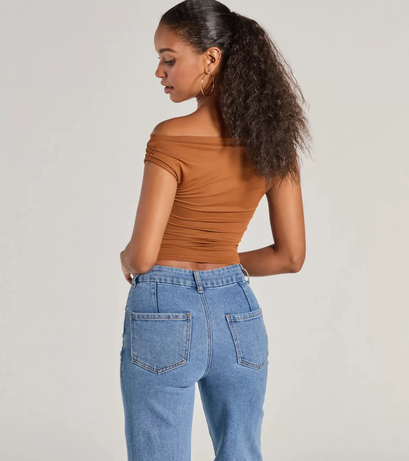 Windsor Chic Perfection Off-The-Shoulder Knit Top RUST Clearance