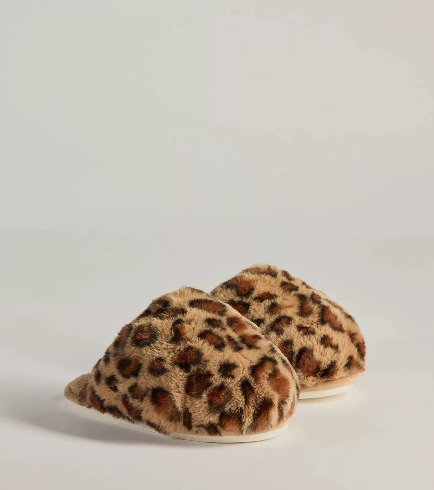 Windsor Chic Spots Faux Fur Print Slippers LEOPARD Best Sale