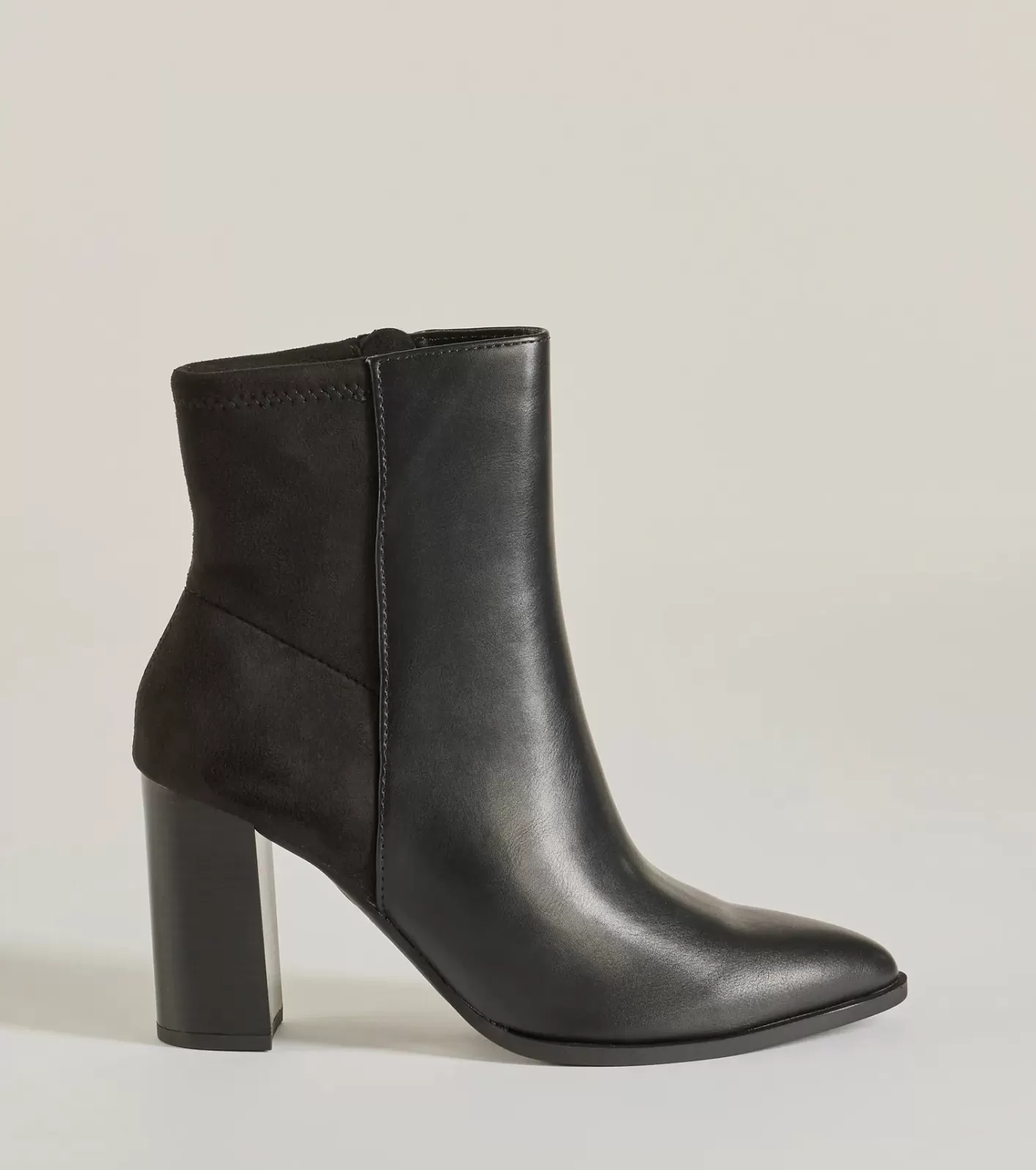 Windsor Chic Staple Faux Leather and Faux Suede Ankle Booties BLACK Outlet