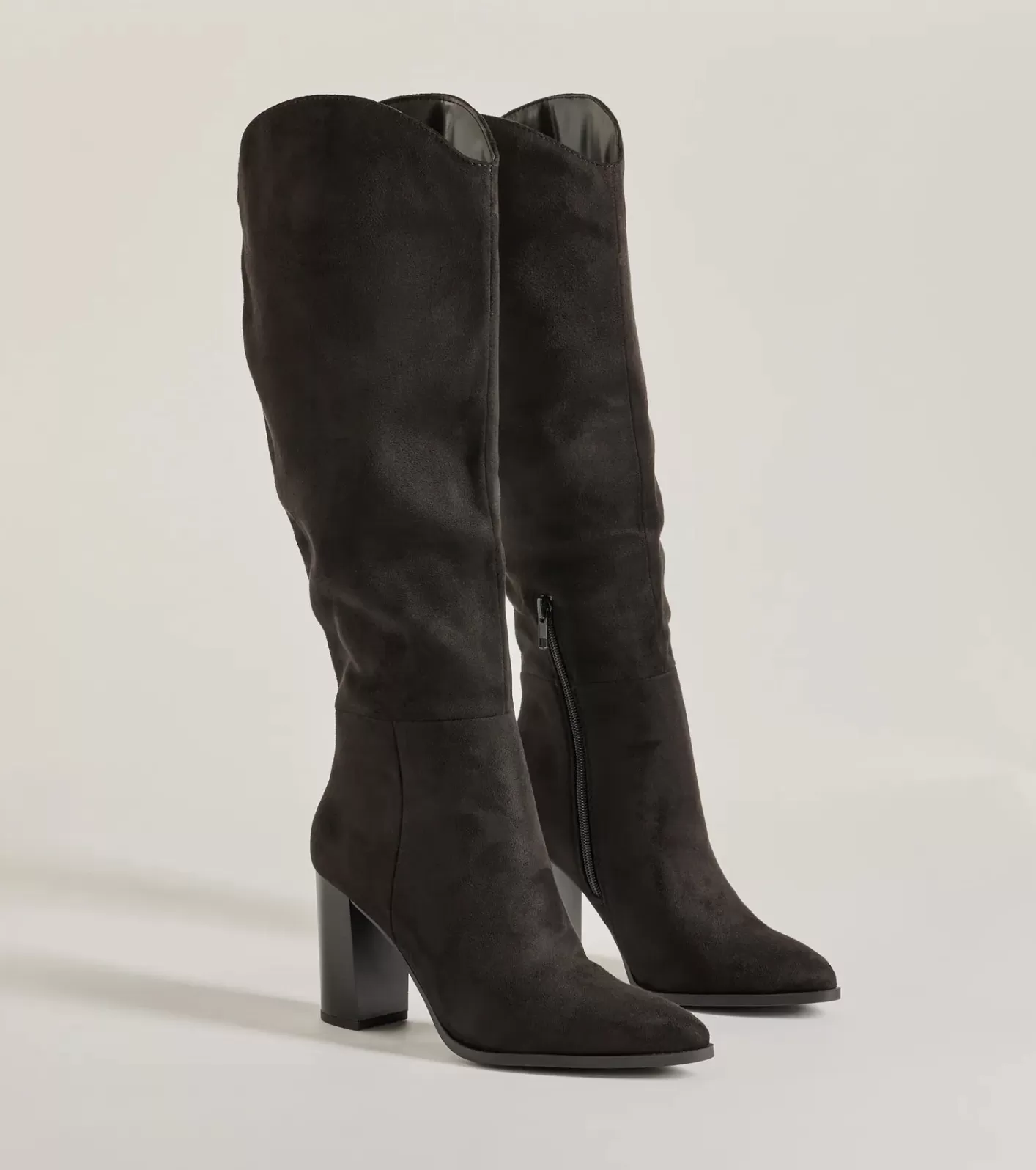 Windsor Chic Statement Faux Suede Knee-High Boots BLACK Online