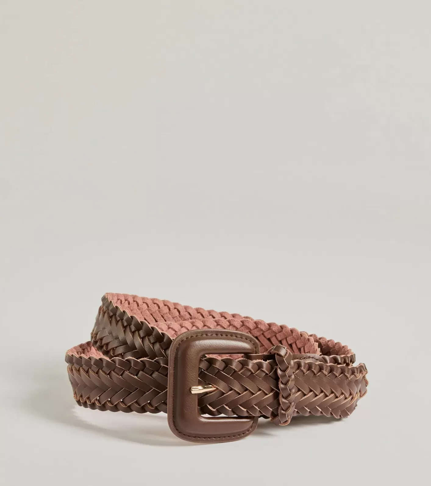 Windsor Chic Twist Braided Faux Leather Belt BROWN Cheap