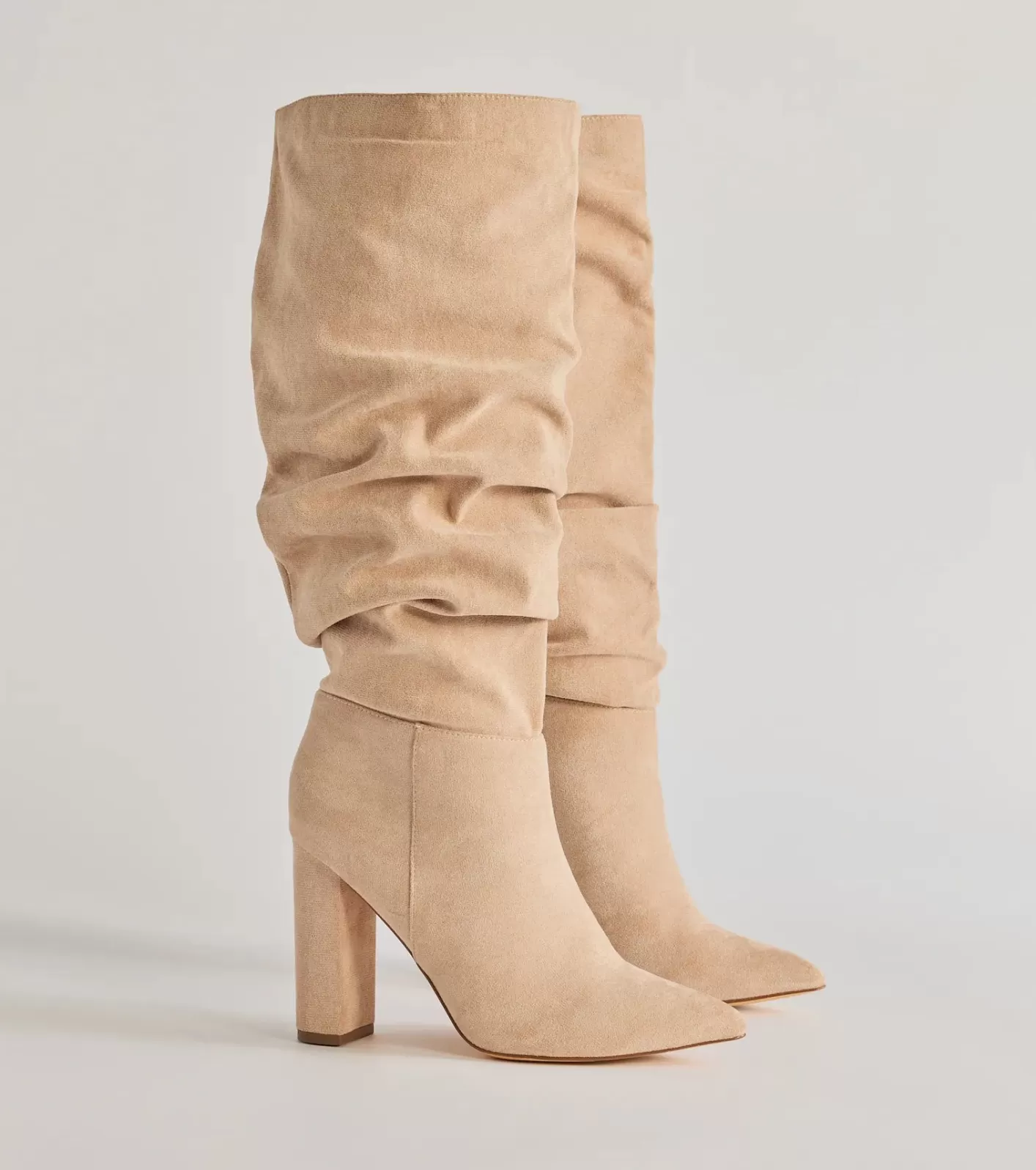 Windsor Chic Unleashed Under-The-Knee Scrunch Boots TAUPE Shop