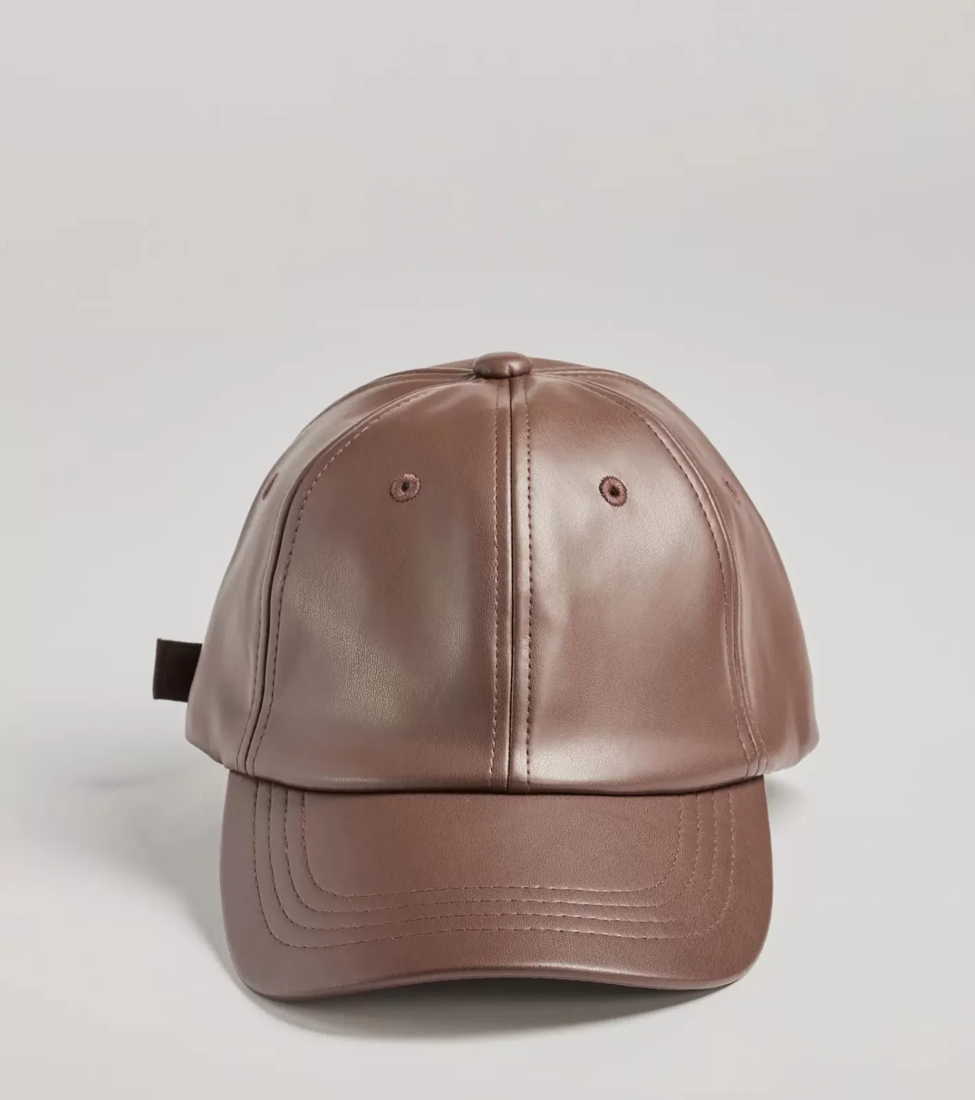 Windsor Chic Vibes Faux Leather Baseball Cap BROWN Flash Sale