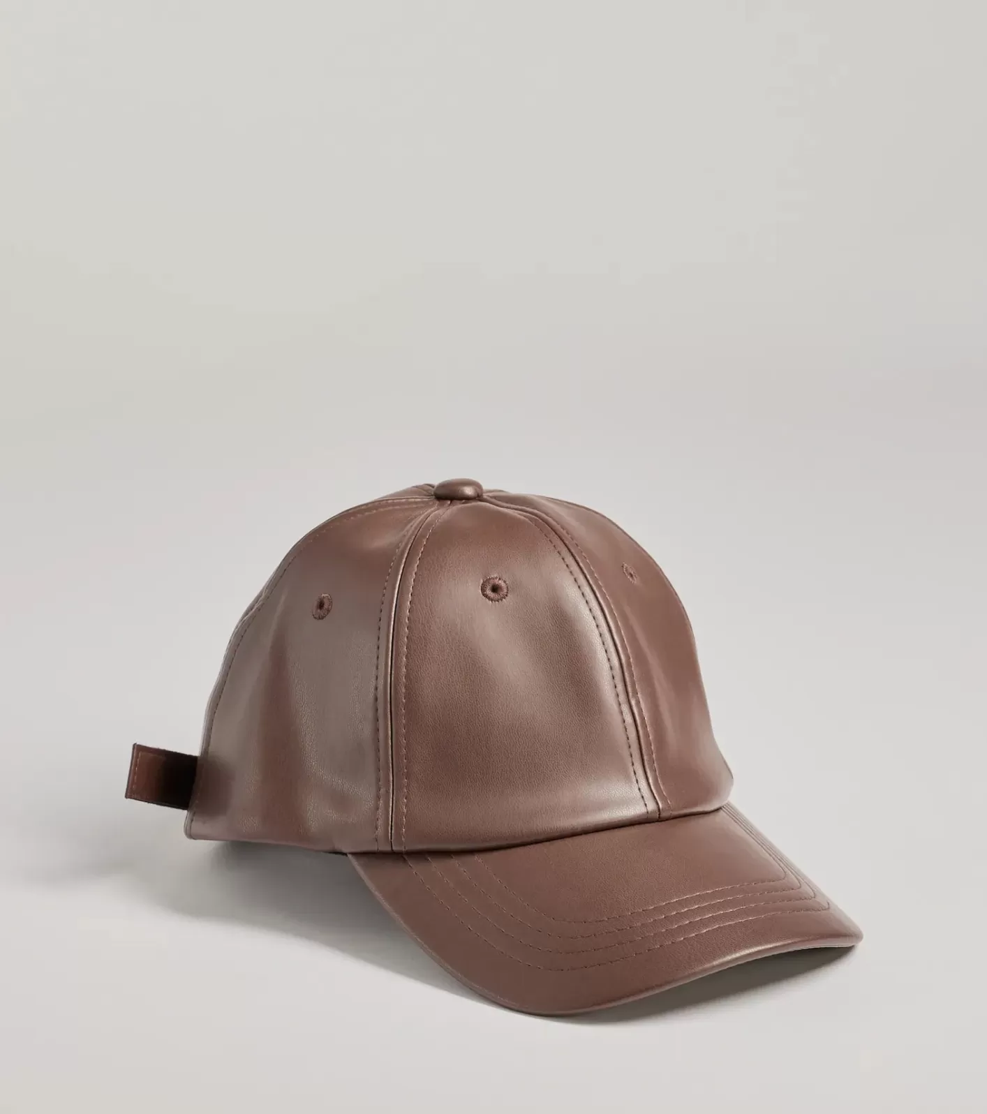 Windsor Chic Vibes Faux Leather Baseball Cap BROWN Flash Sale