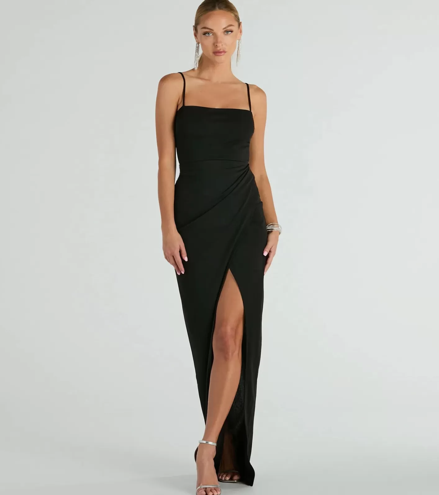 Windsor Christie Sleeveless Slim Crepe Formal Dress BLACK Online