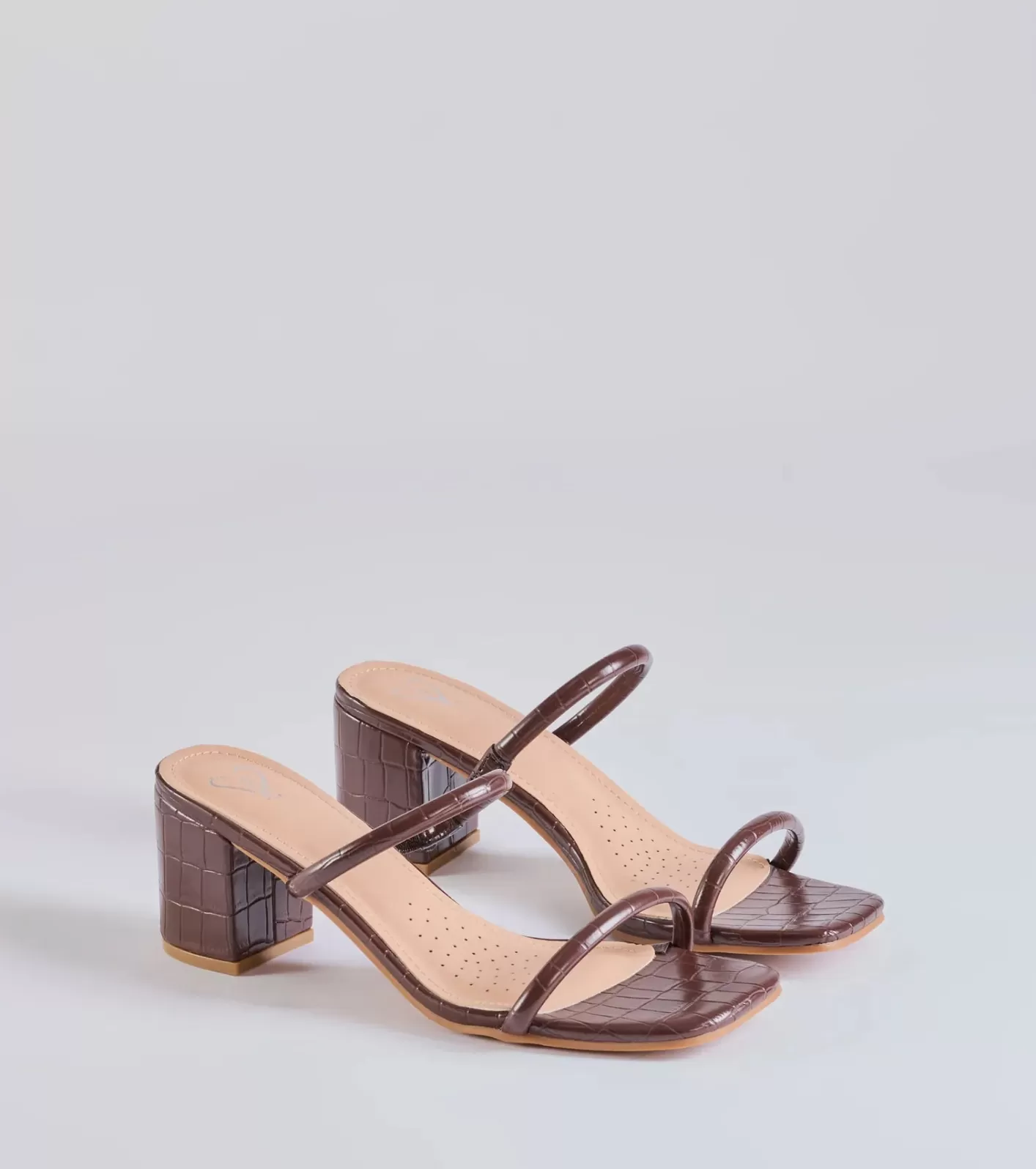 Windsor City Strolls Strappy Faux Leather Block Heels BROWN Outlet