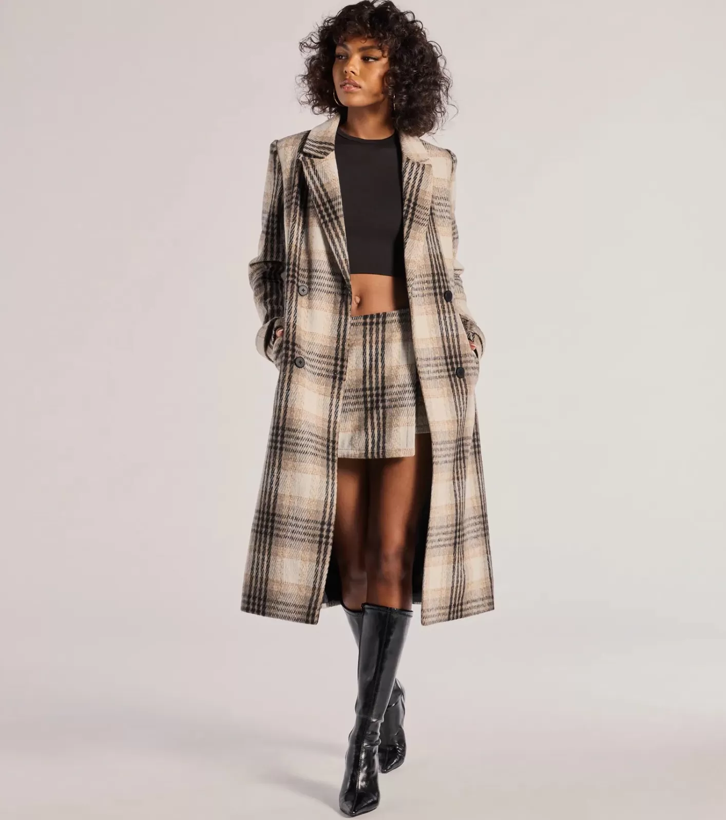 Windsor Classic Charm Plaid Trench Coat GRAY Store