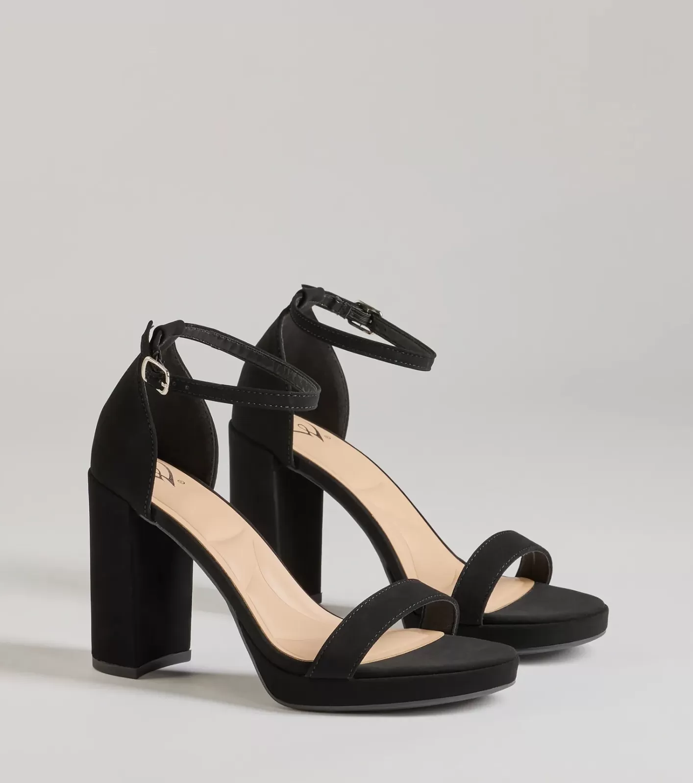 Windsor Classic Fave Faux Nubuck Block Heels BLACK Best Sale