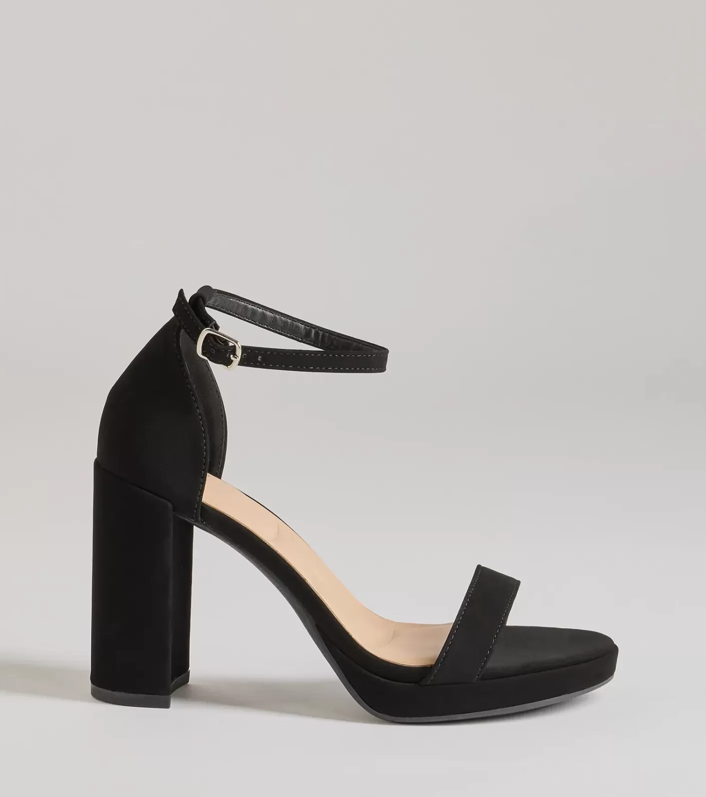 Windsor Classic Fave Faux Nubuck Block Heels BLACK Best Sale