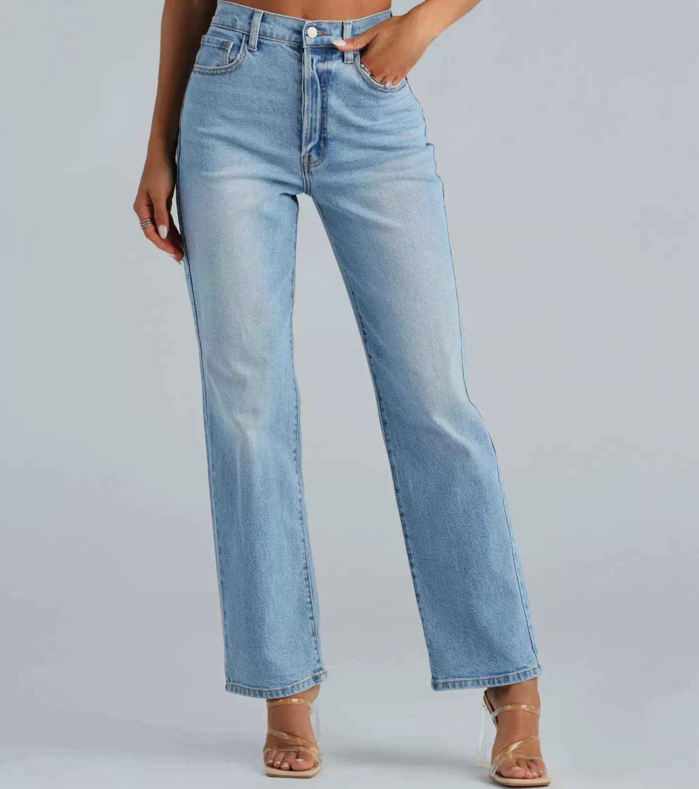 Windsor Classic High-Rise Straight-Leg Boyfriend Jeans MEDIUMDENIM Hot