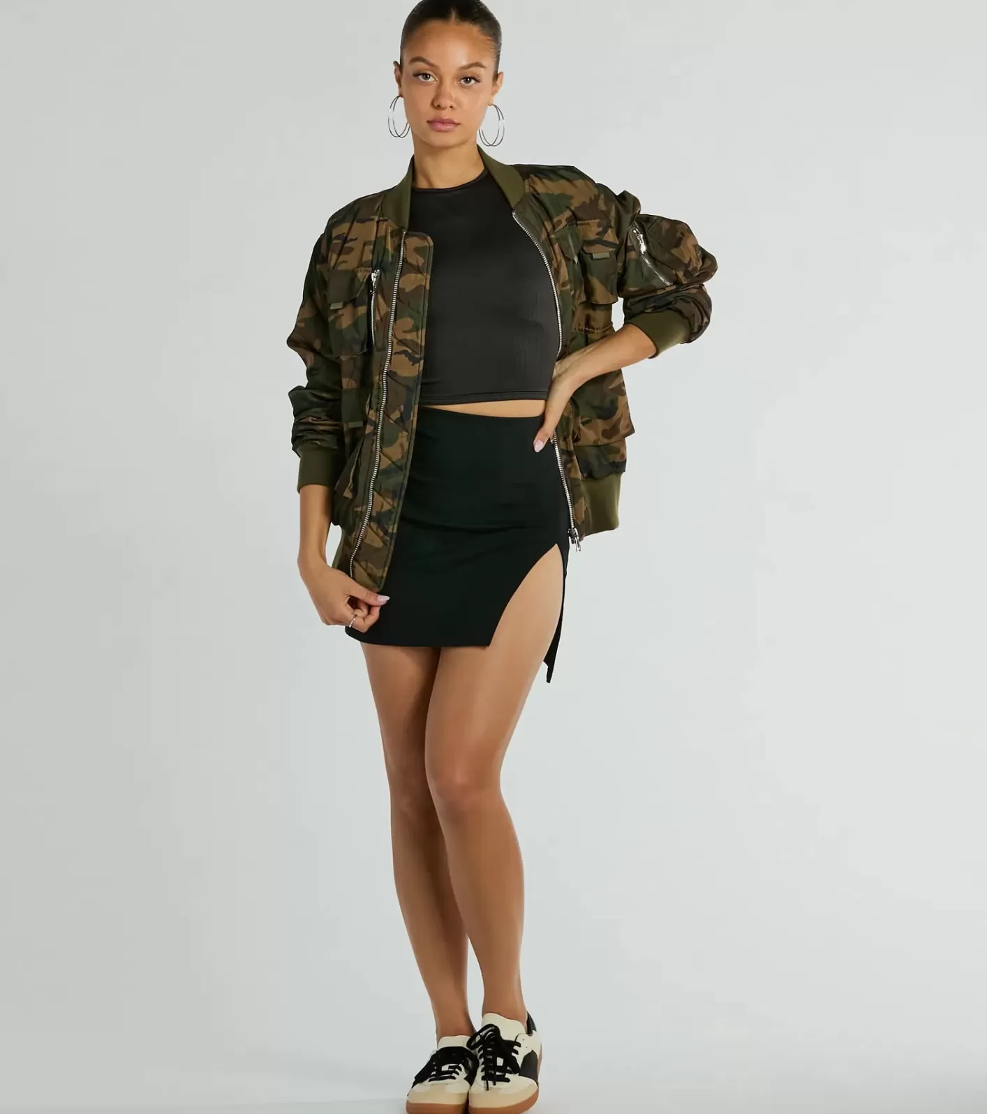 Windsor Classy And Chic Slit Ponte Mini Skirt BLACK Discount