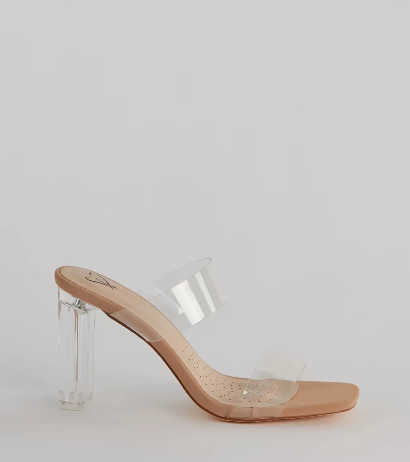 Windsor ly On Trend PVC Strap Lucite Block Heels CLEAR Shop