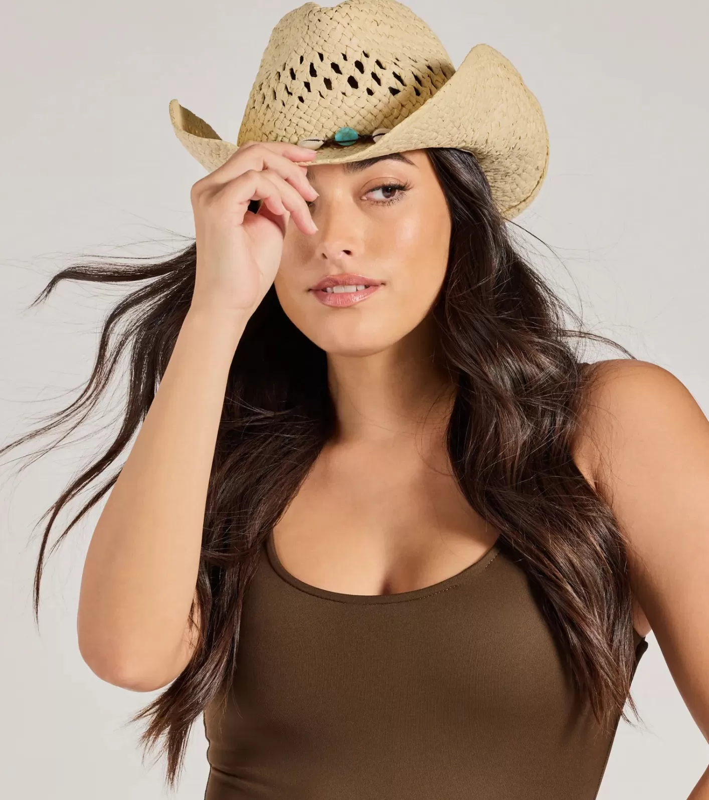 Windsor Coastal Cowgirl Shell Trim Straw Cowboy Hat IVORY Best Sale