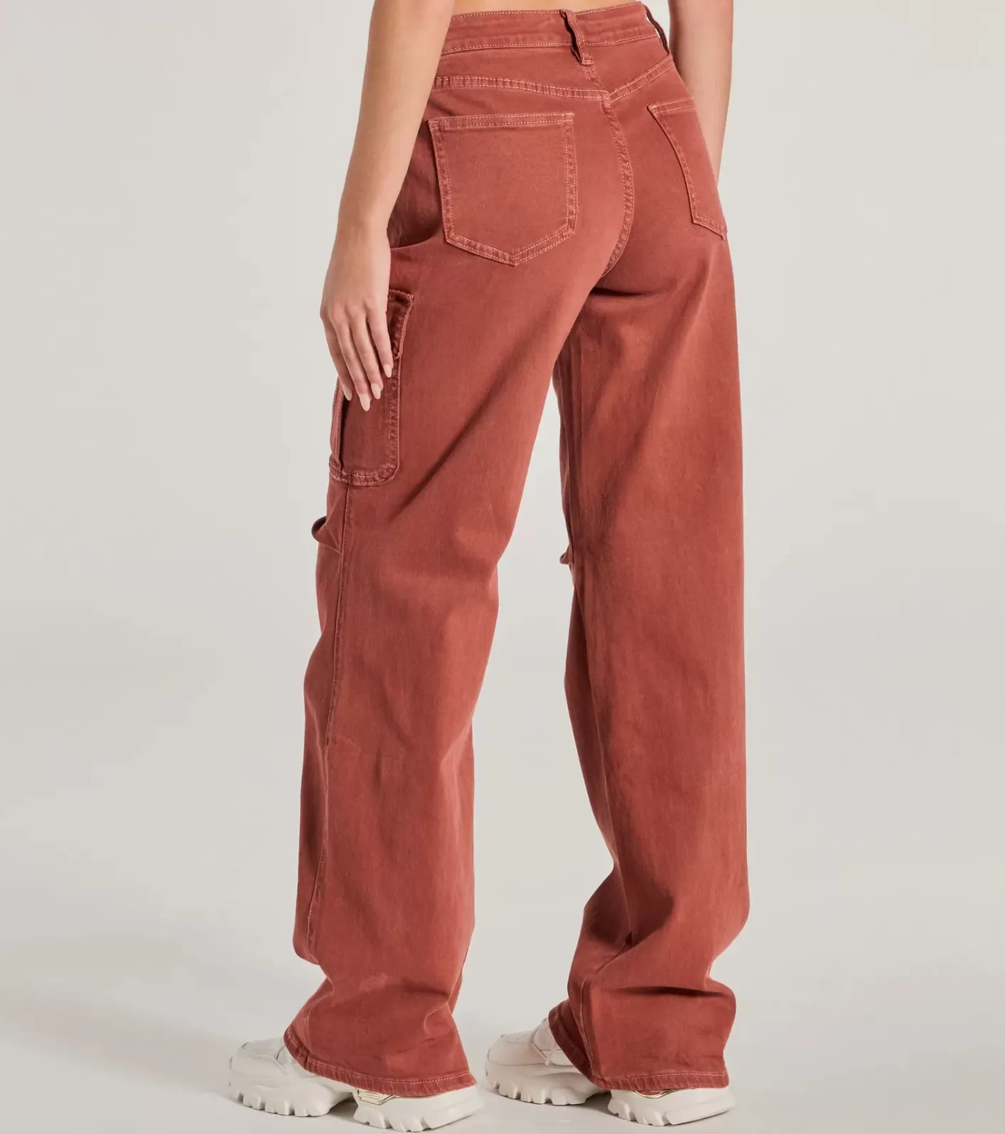 Windsor Cool Girl Vibes High Rise Cargo Denim Pants RUST Shop
