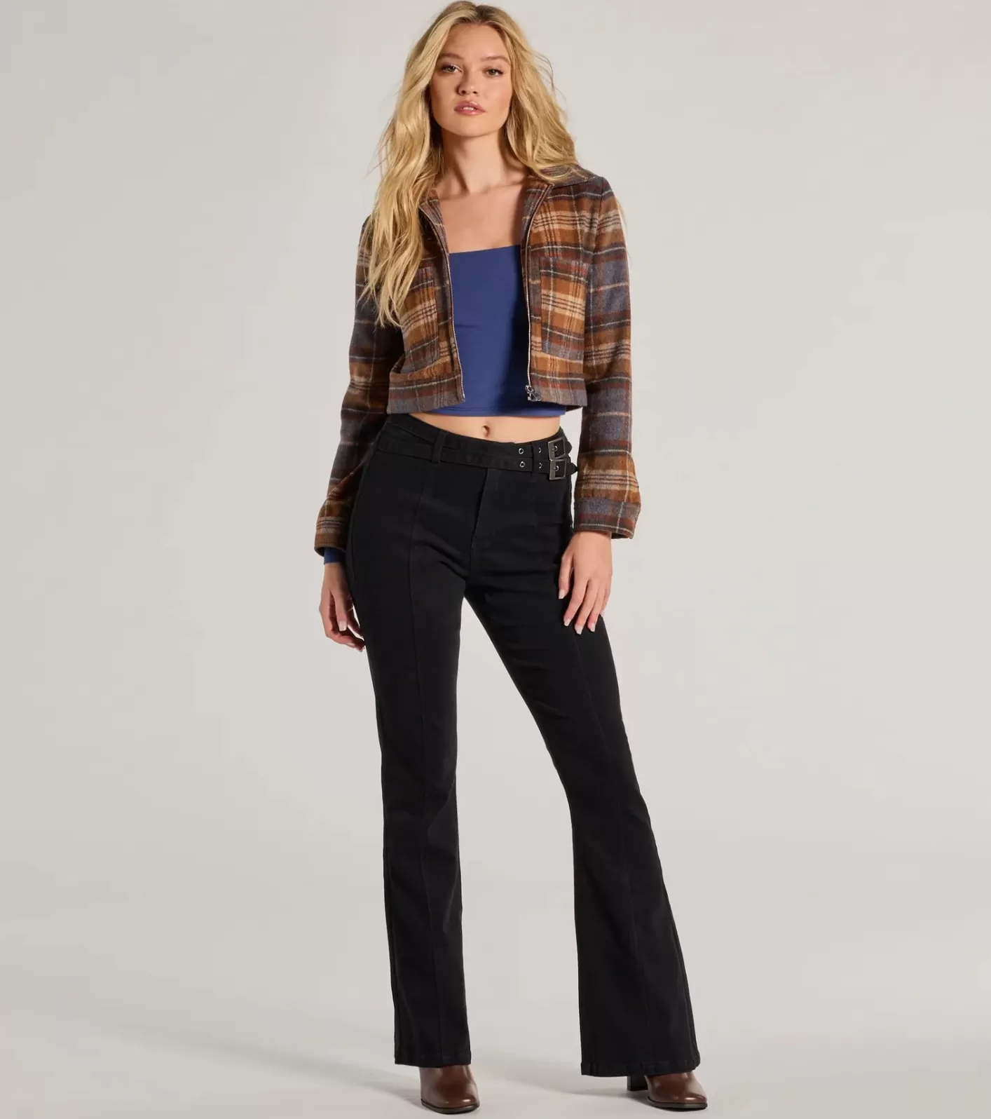 Windsor Cool Icon High-Rise Belted Bootcut Pants BLACK New