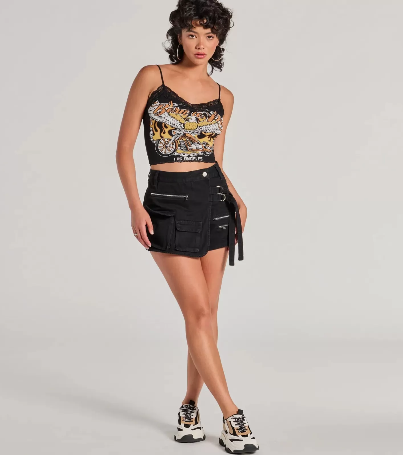 Windsor Coolest Deets Wrap-Front Denim Cargo Skort BLACK Sale