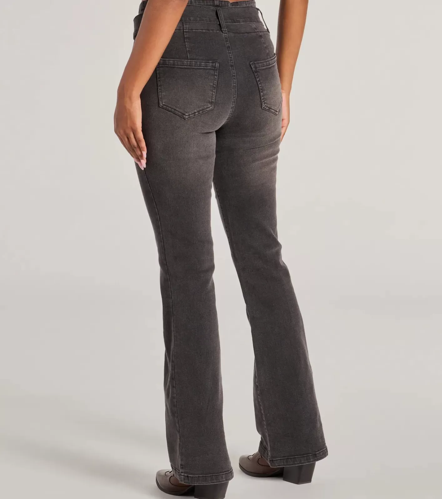 Windsor Cool-Girl Era Belted Flare-Leg Jeans BLACKDENIM Best Sale