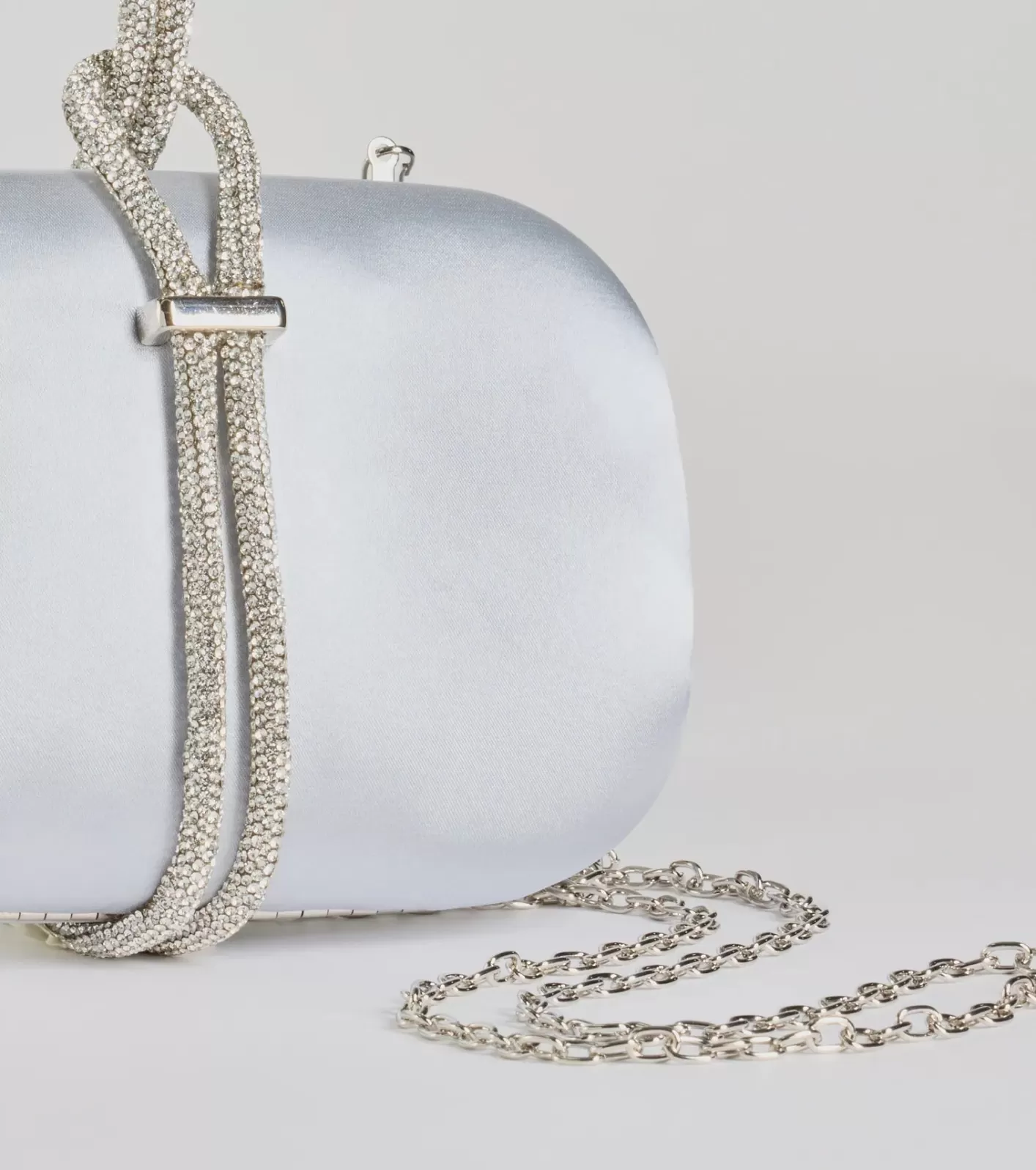 Windsor Cordially Invited Rhinestone Strap Satin Clutch WHITE Hot